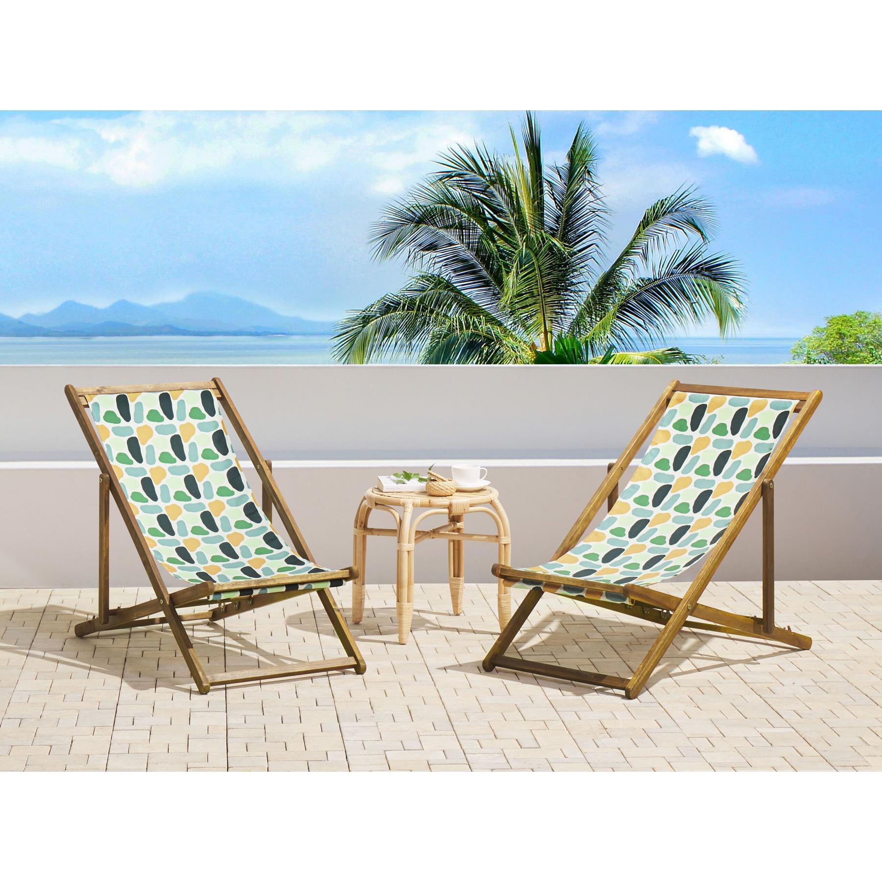 Beliani-ANZIO|AVELLINO-Ligstoel doek set van 2-Geometrisch-Polyester