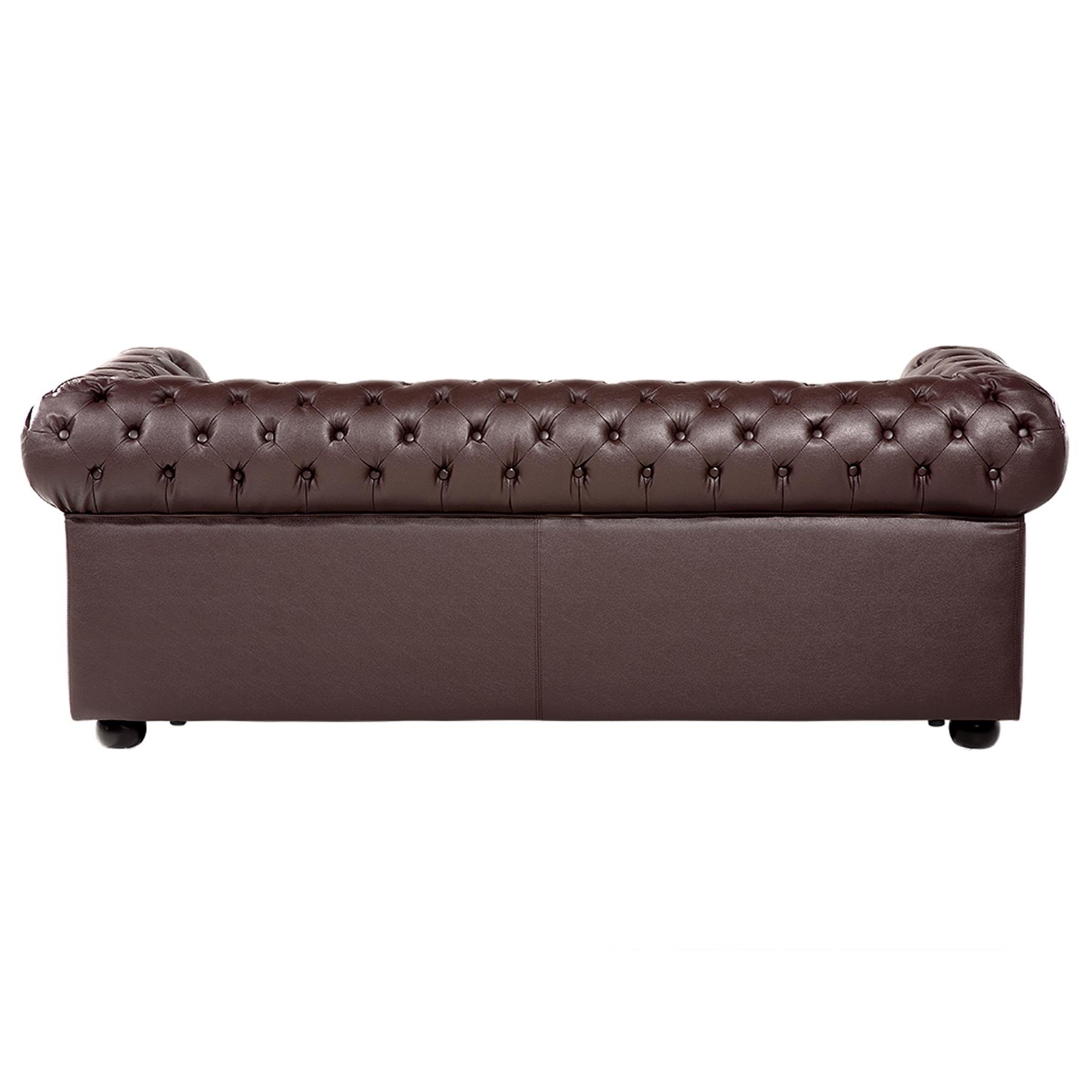 Beliani - CHESTERFIELD - Chesterfield bank 2-zits - Bruin - Leer