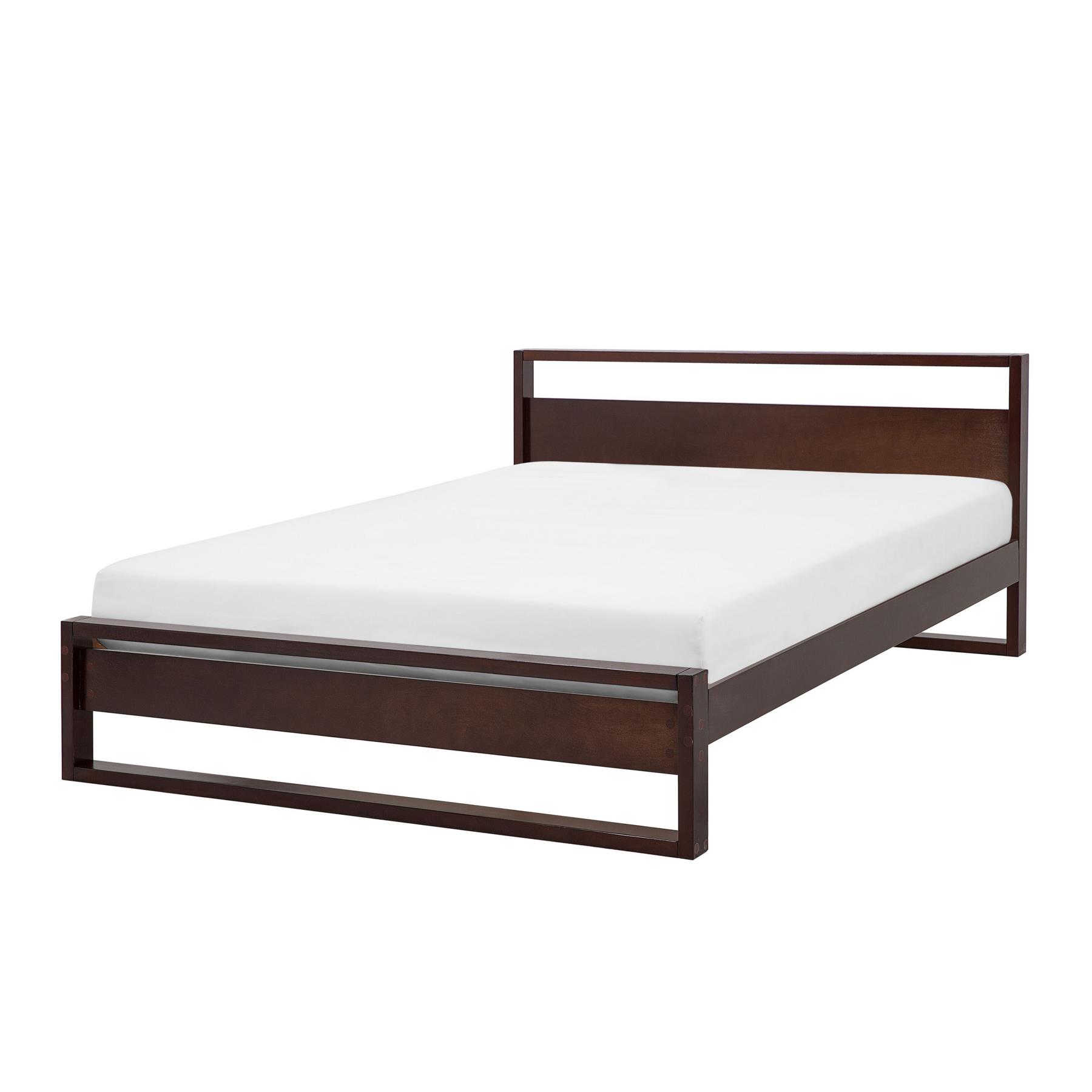 Beliani-GIULIA-Tweepersoonsbed-Donker-160 x 200 cm-Dennenhout