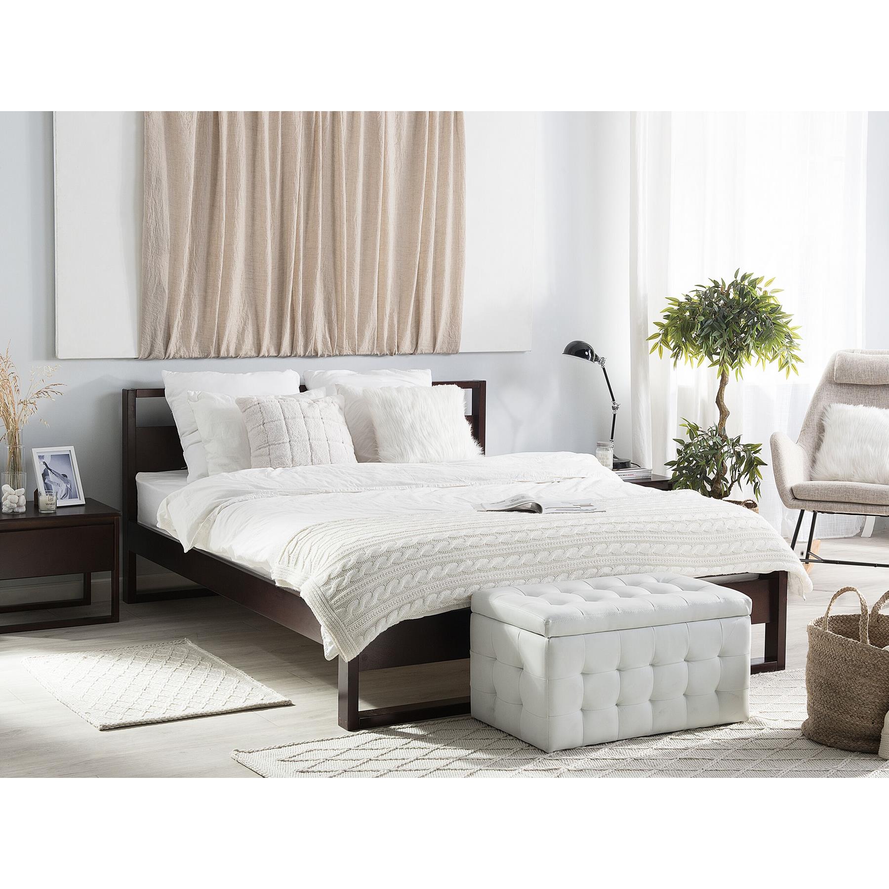 Beliani-GIULIA-Tweepersoonsbed-Donker-160 x 200 cm-Dennenhout