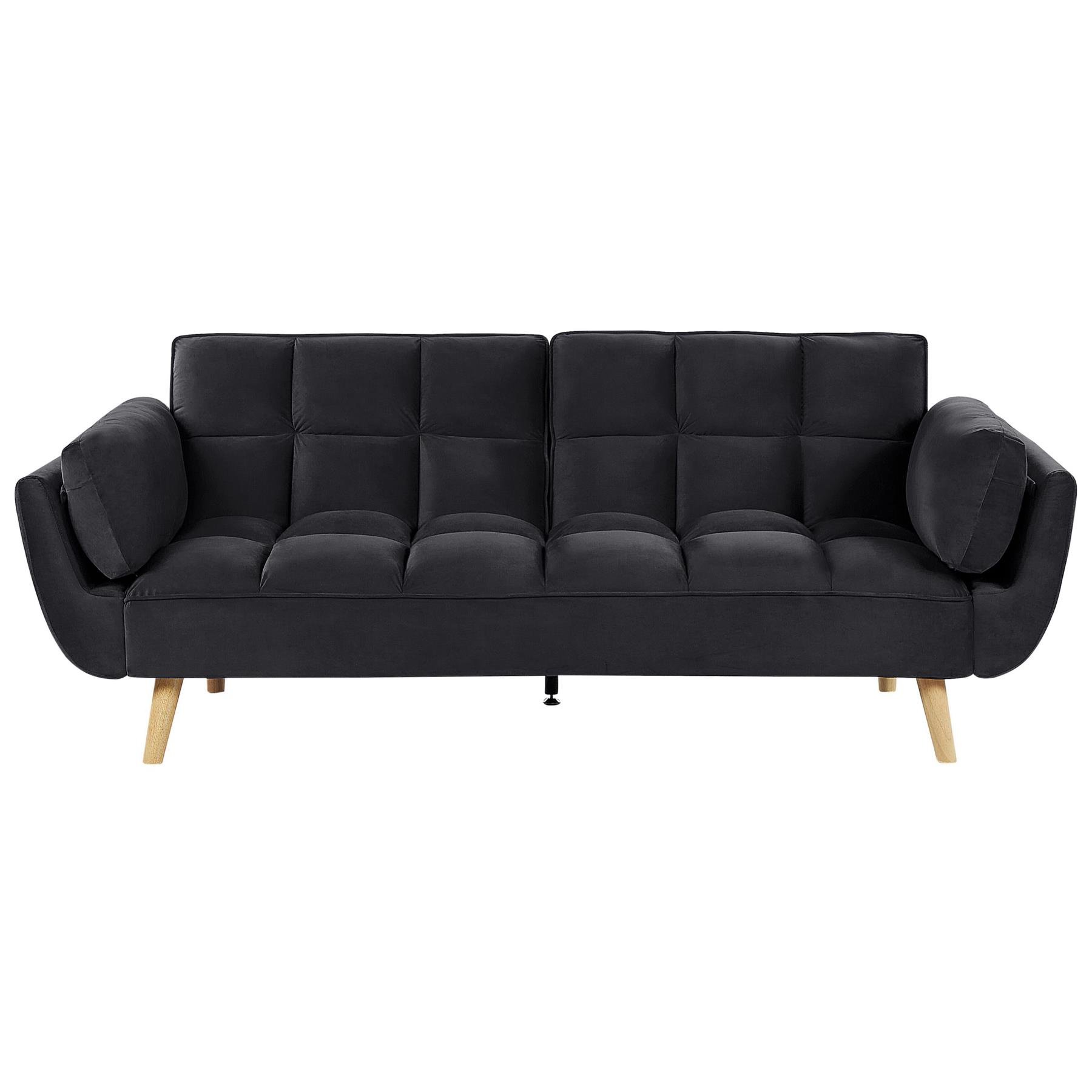 Beliani - ASBY - Slaapbank - Zwart - Fluweel