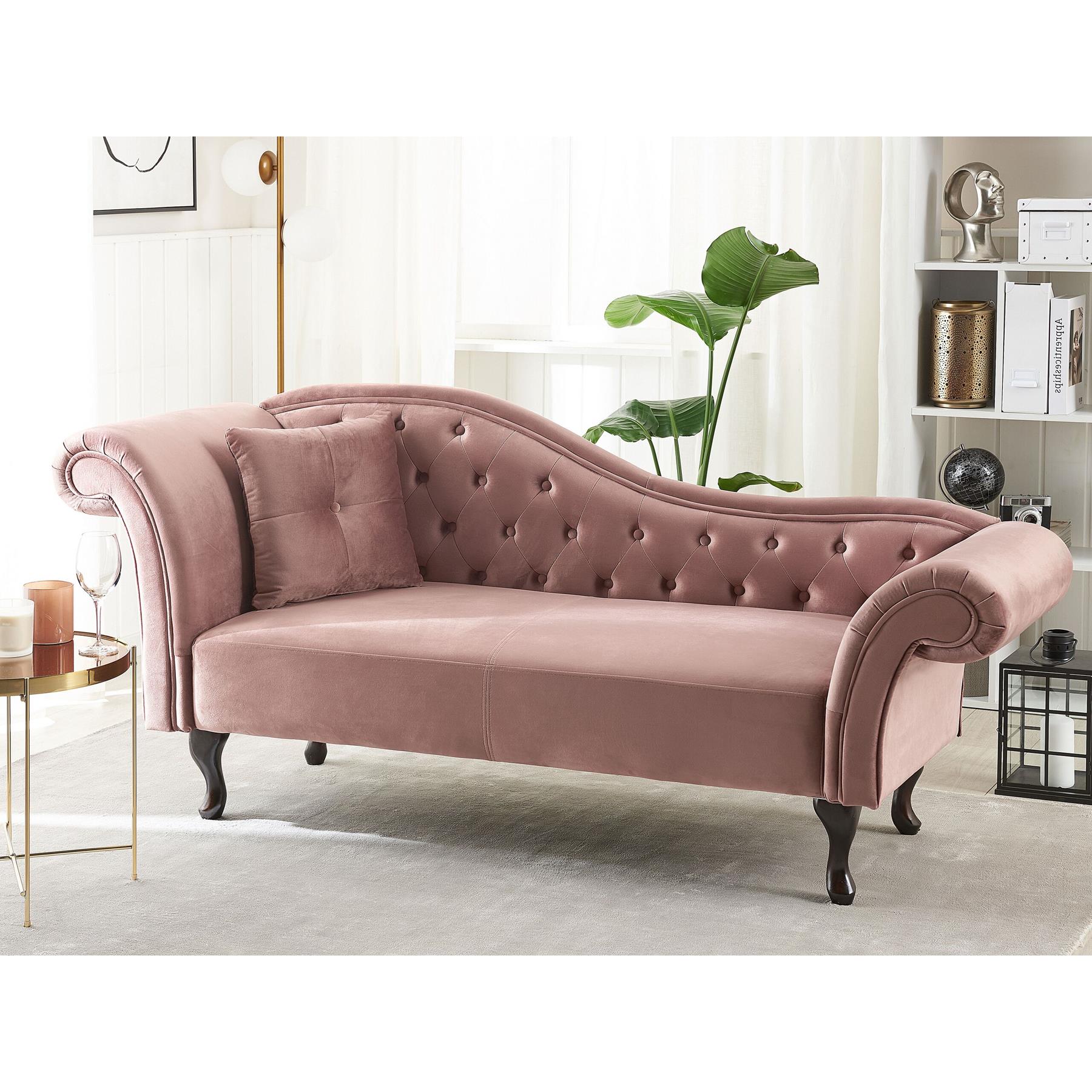 Beliani - LATTES - Chaise longue - Roze - Linkerzijde - Fluweel