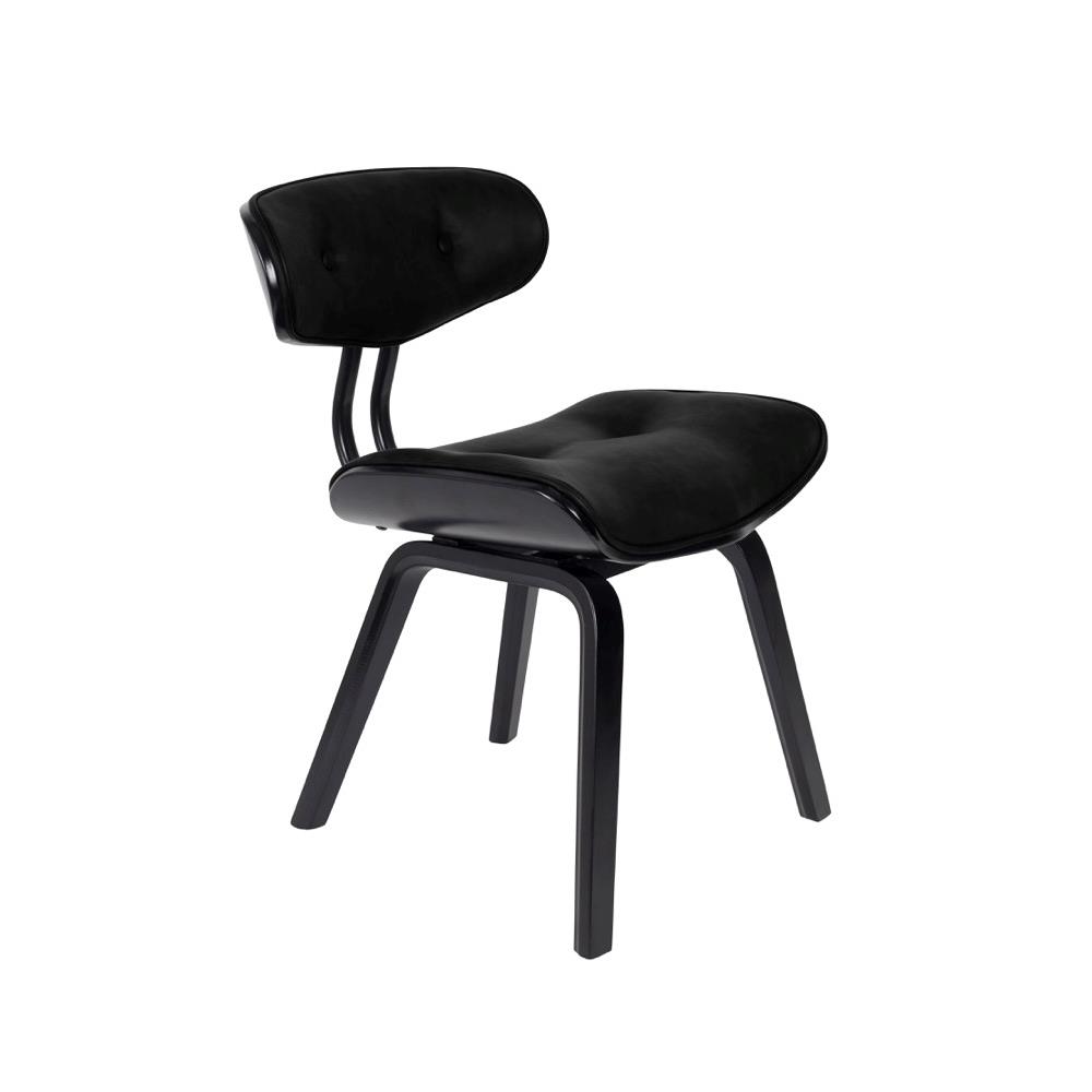 Dutchbone Blackwood Stoel - Zwart Onderstel - Zwart Kunstleer