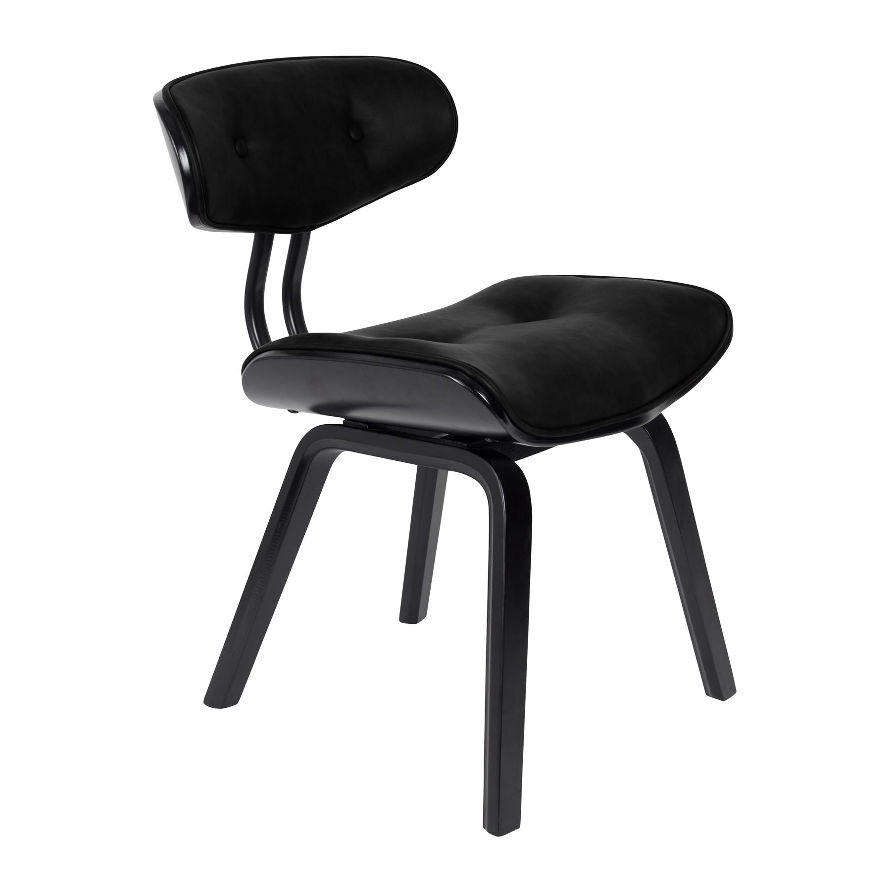 Dutchbone Blackwood Stoel - Zwart Onderstel - Zwart Kunstleer