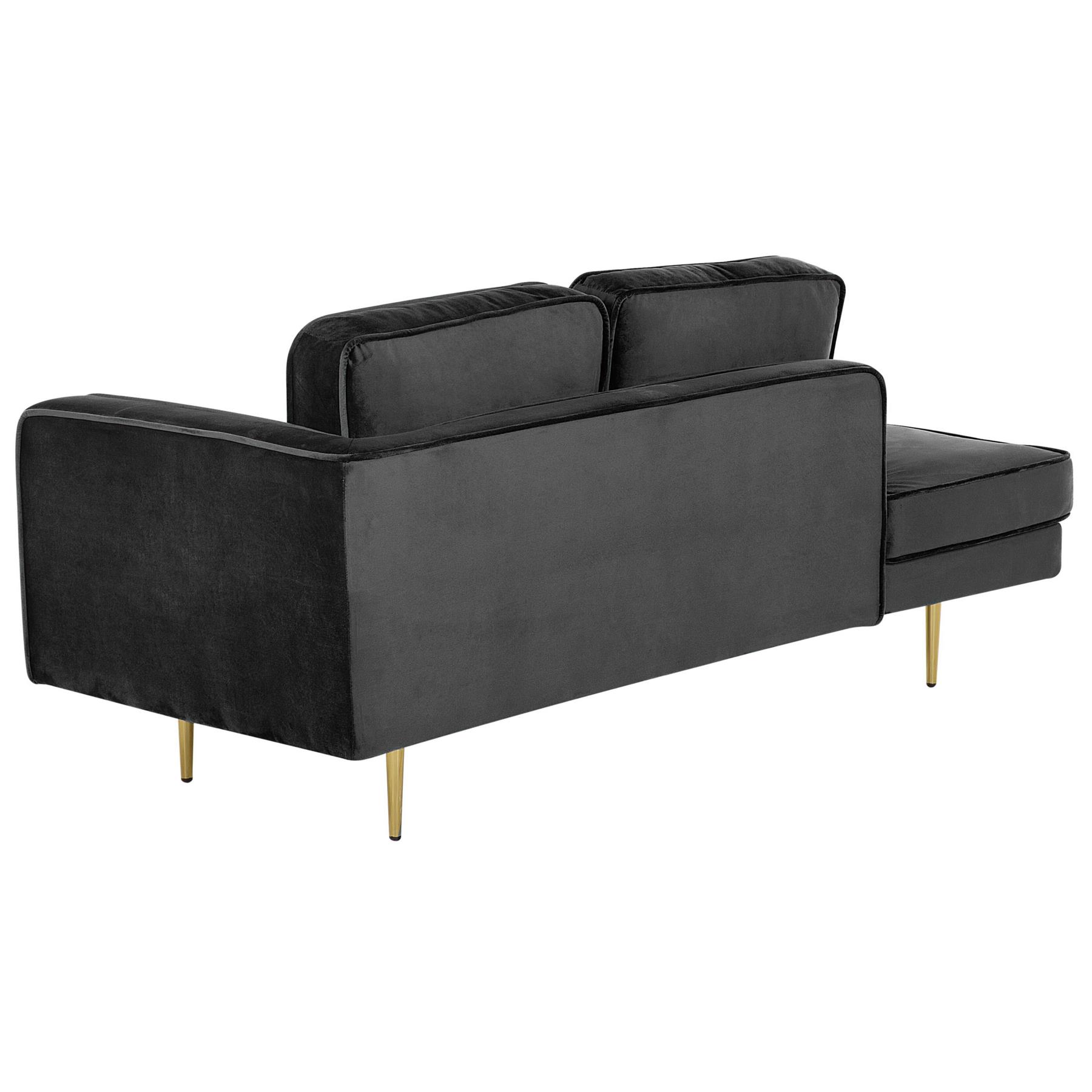 Beliani - MIRAMAS - Chaise longue - Zwart - Rechterzijde - Fluweel