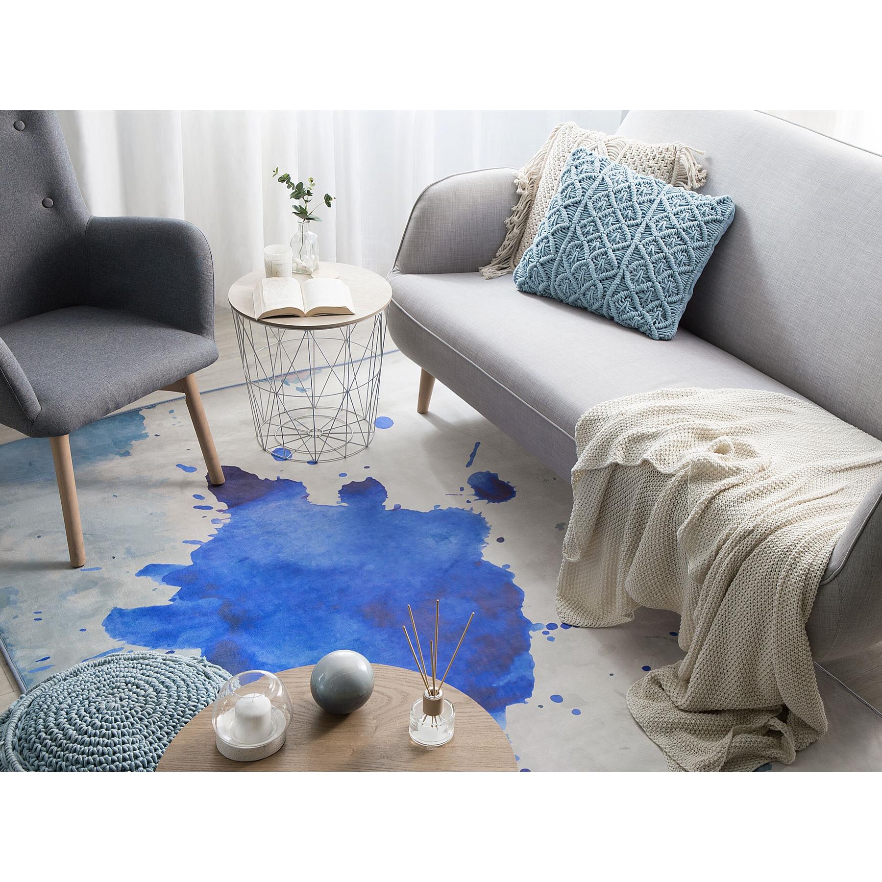 Beliani-ODALAR-Laagpolig vloerkleed-Lichtblauw-160 x 230 cm-Polyester