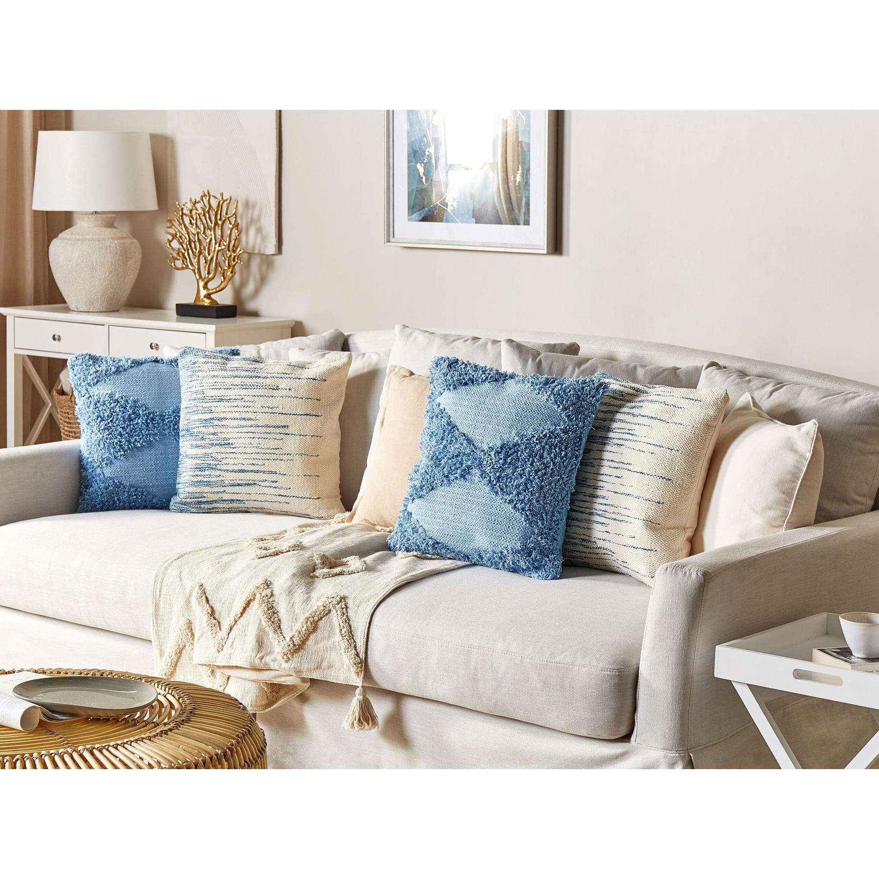 Beliani - RIVINA - Sierkussen set van 2 - Beige - 45 x 45 cm - Katoen