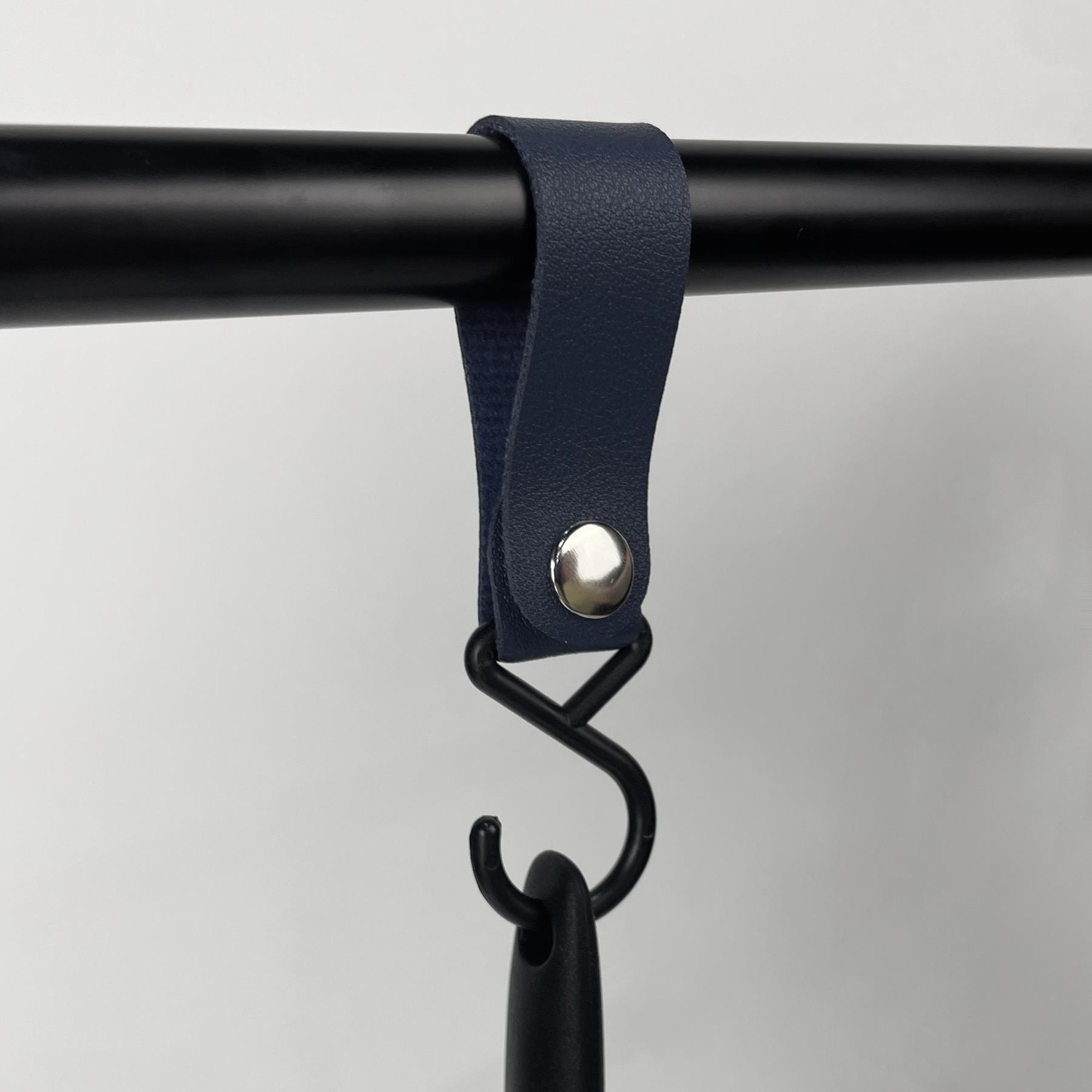 QUVIO ophanghaak met leren bandje - Blauw - Set van 2
