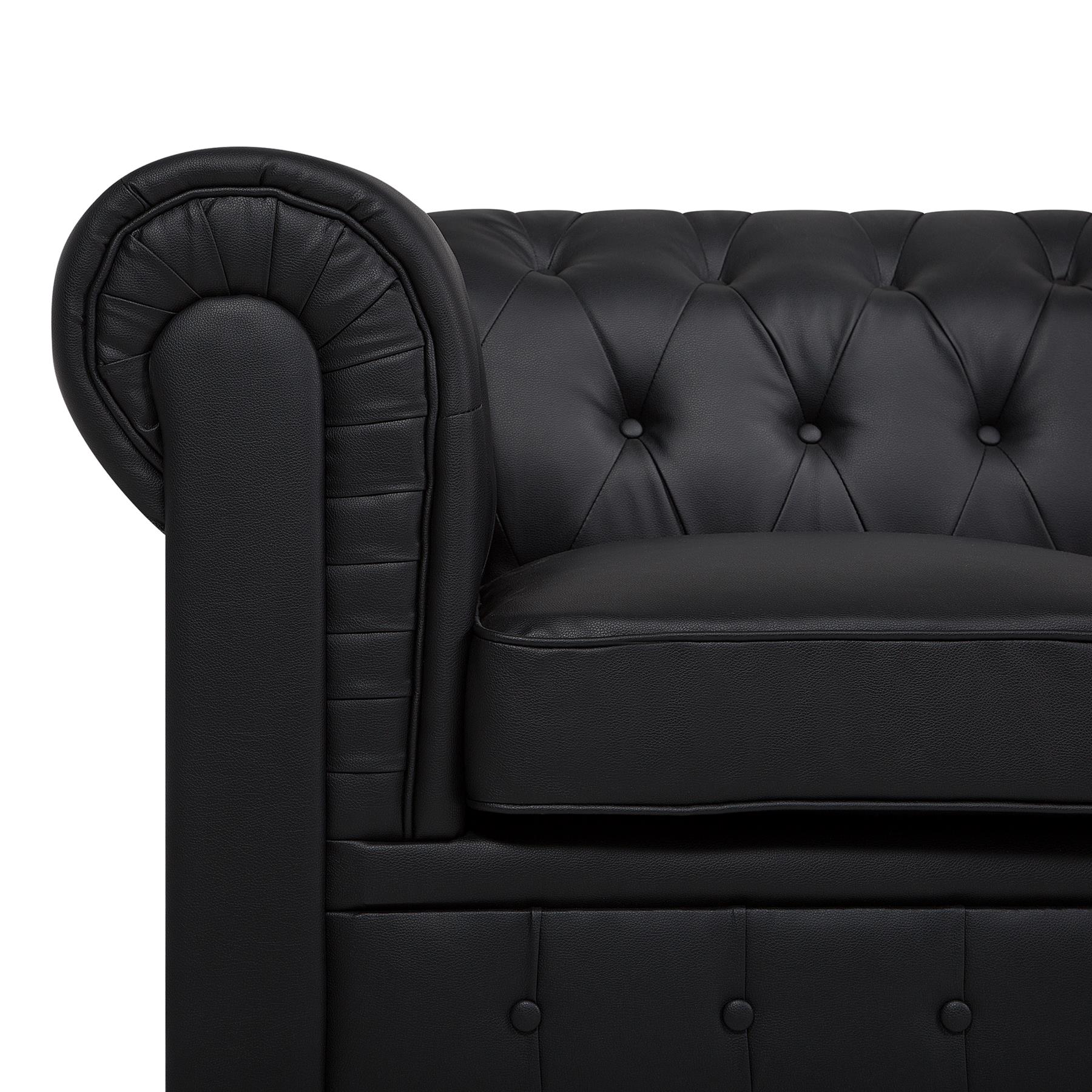 Beliani - CHESTERFIELD L - Chesterfield bank - Zwart - Kunstleer
