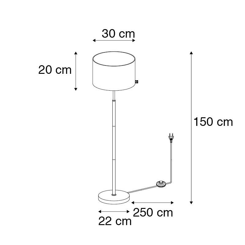 QAZQA Moderne vloerlamp zwart met goud rond - VT