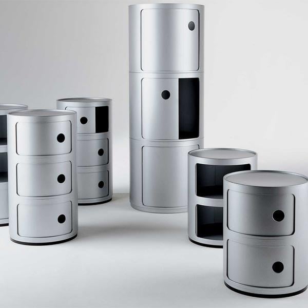 Kartell Componibili  Kast - 2 Modules - Mat Zilver