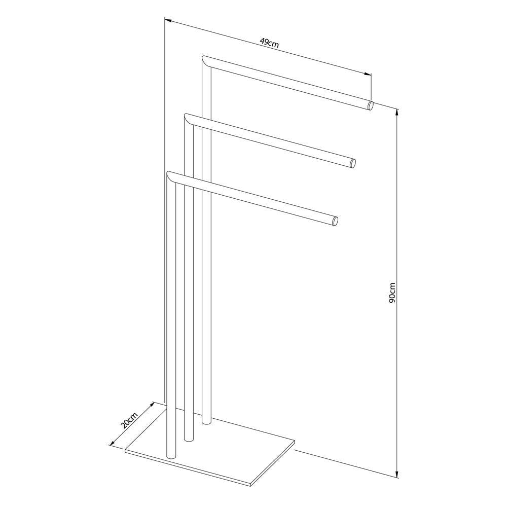 Sealskin Tube Vrijstaand 3-armig Handdoekrek - Chroom
