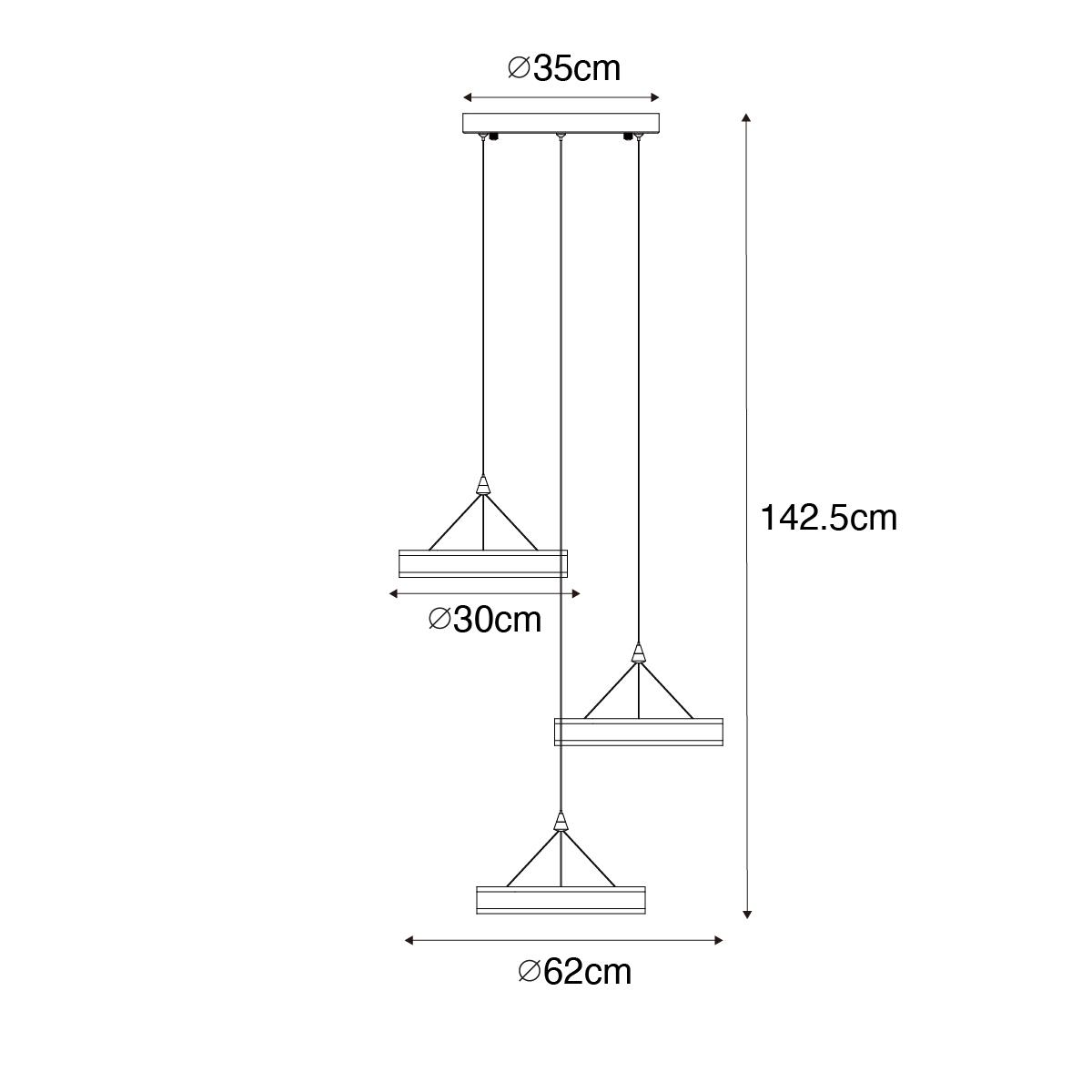 QAZQA Hanglamp messing rond incl. LED 3-staps dimbaar 3-lichts -