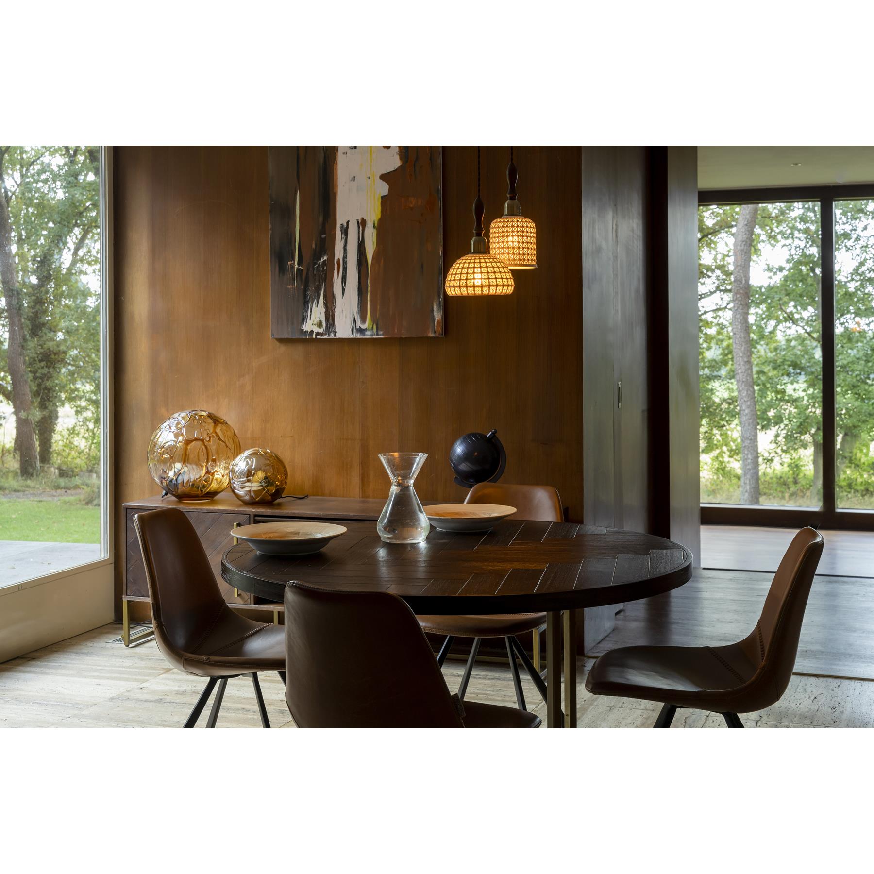 Dutchbone Class Eettafel Visgraat - Ø 120 cm - Bruin 