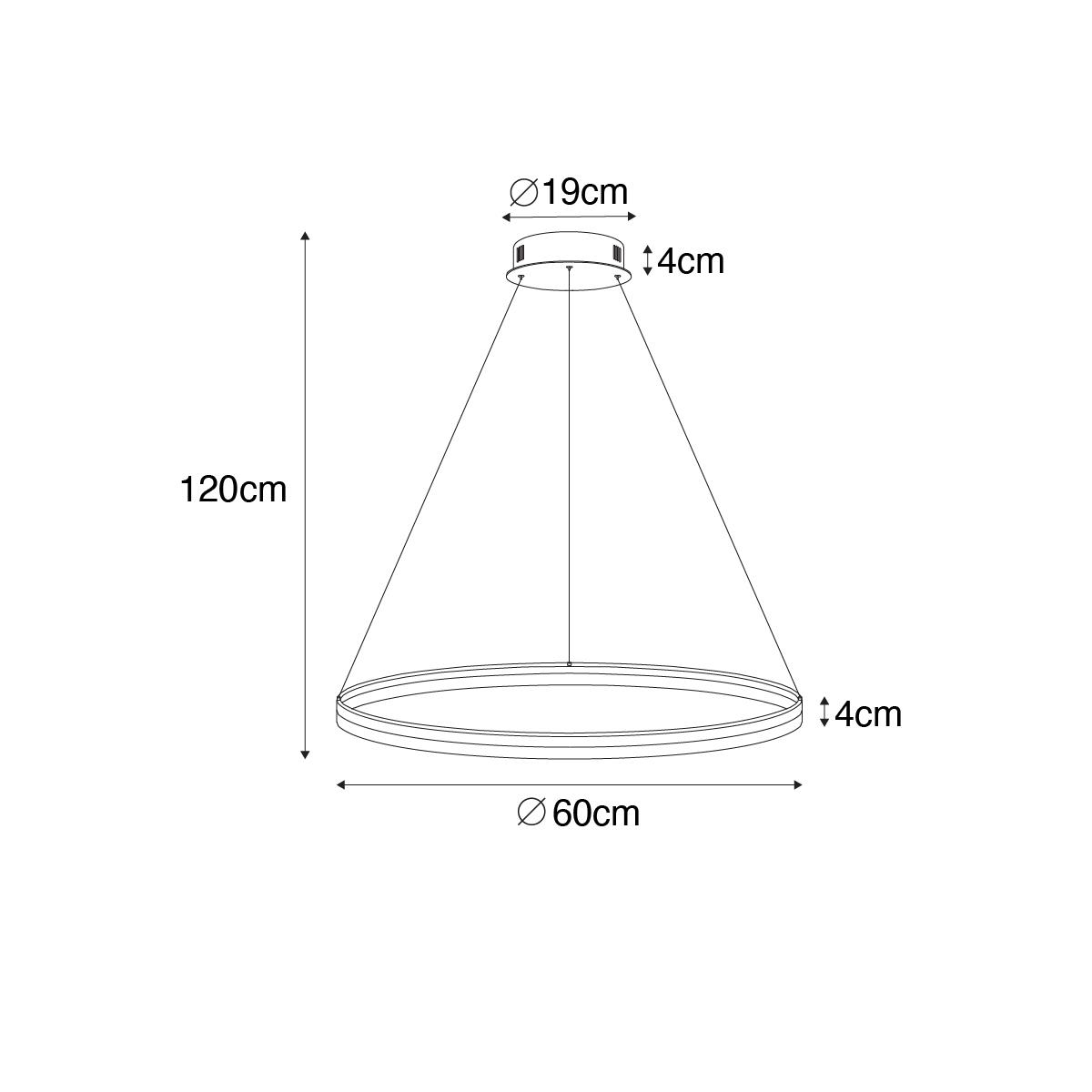 QAZQA Design hanglamp wit 60 cm incl. LED 3-staps dimbaar - Anello