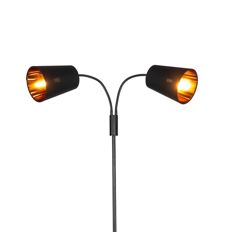 QAZQA Moderne vloerlamp zwart 2-lichts - Carmen