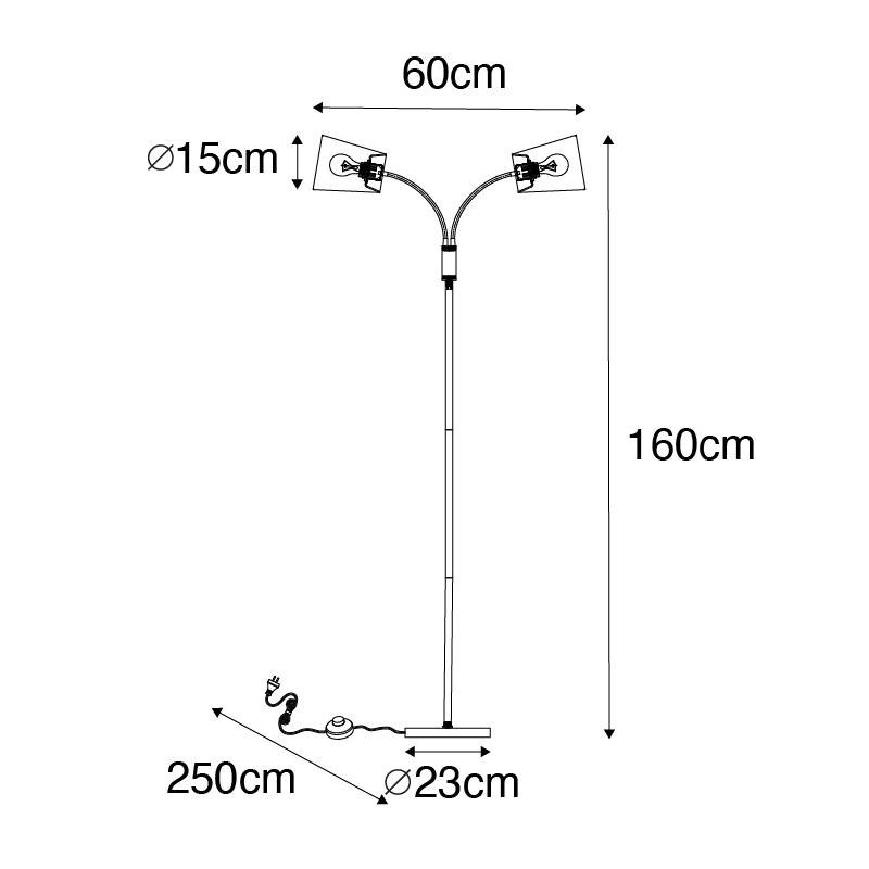 QAZQA Moderne vloerlamp zwart 2-lichts - Carmen