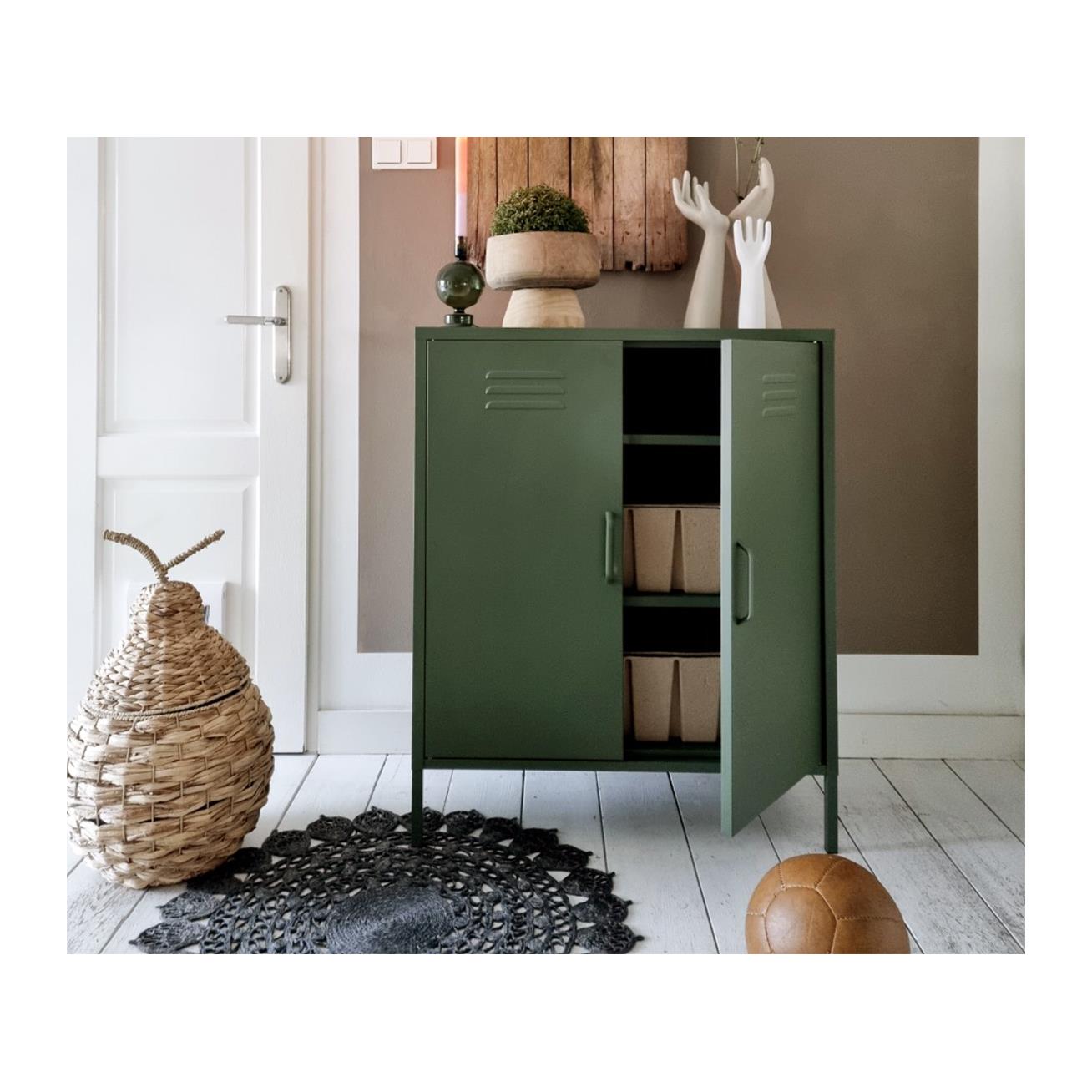 MaximaVida metalen lockerkast Finn olijfgroen – 2 schappen