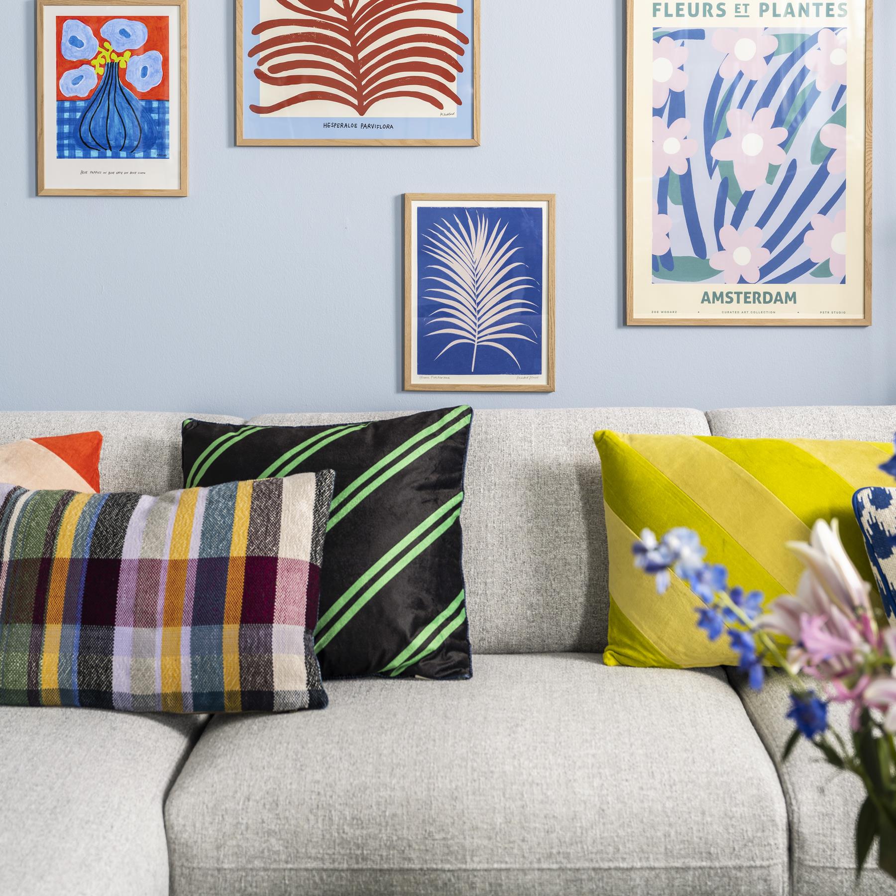 HKliving Striped Velvet Sierkussen 40 x 60 cm - Geel/Mosterd