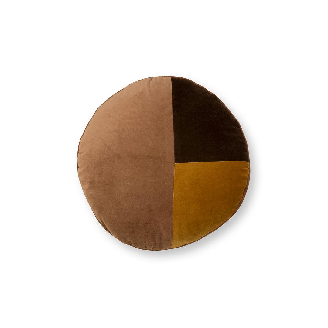 vtwonen Rond Sierkussen - Velvet - Katoen - Bruin - 40 cm