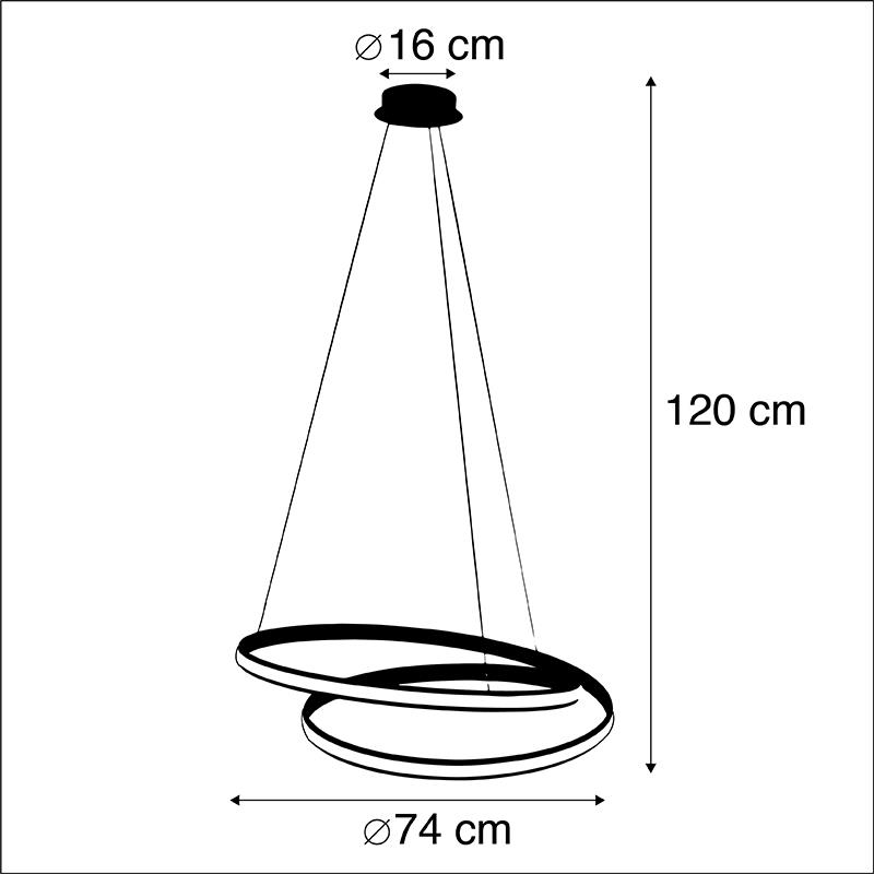 QAZQA Moderne hanglamp zwart 74 cm incl. LED - Rowan