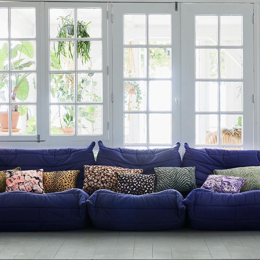 HKliving Printed Blue Sierkussen 35 x 60 cm
