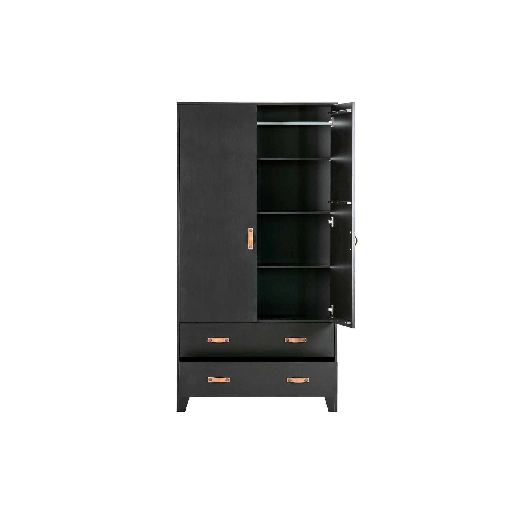 WOOOD Dian Garderobekast - Grenen - Zwart - 180x94x40