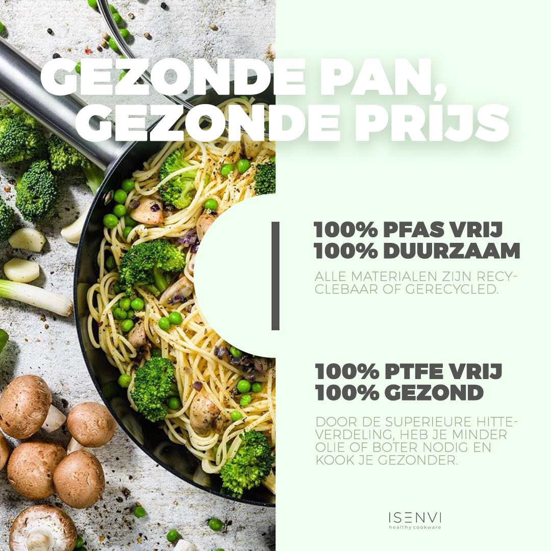 ISENVI Murray keramische wokpan 28 CM - RVS greep