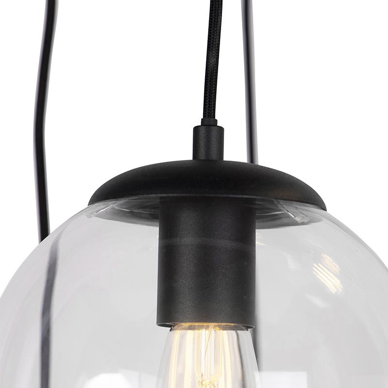 QAZQA Smart hanglamp zwart 7-lichts incl. Wifi ST64 - Pallon