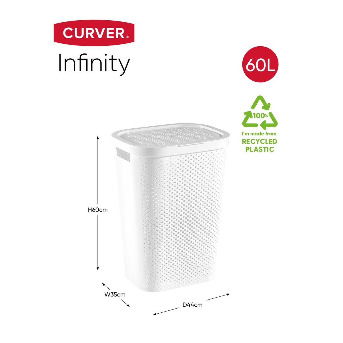 Curver Infinity Recycled Wasmand 60L + Wasmand 40L - Wit