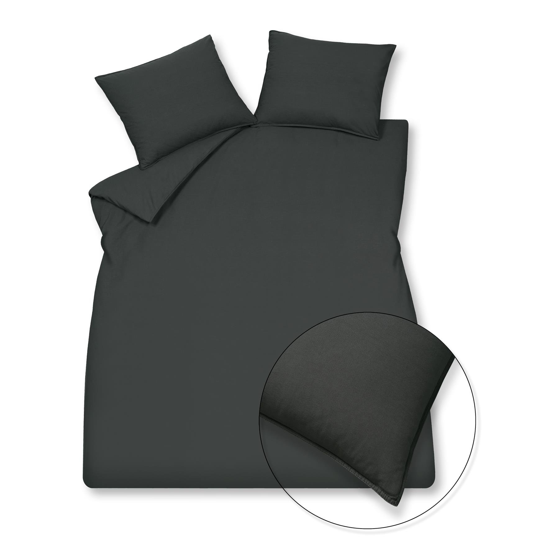 Vandyck Washed Cotton Dekbedovertrek 240 x 200/220 cm - Off Black