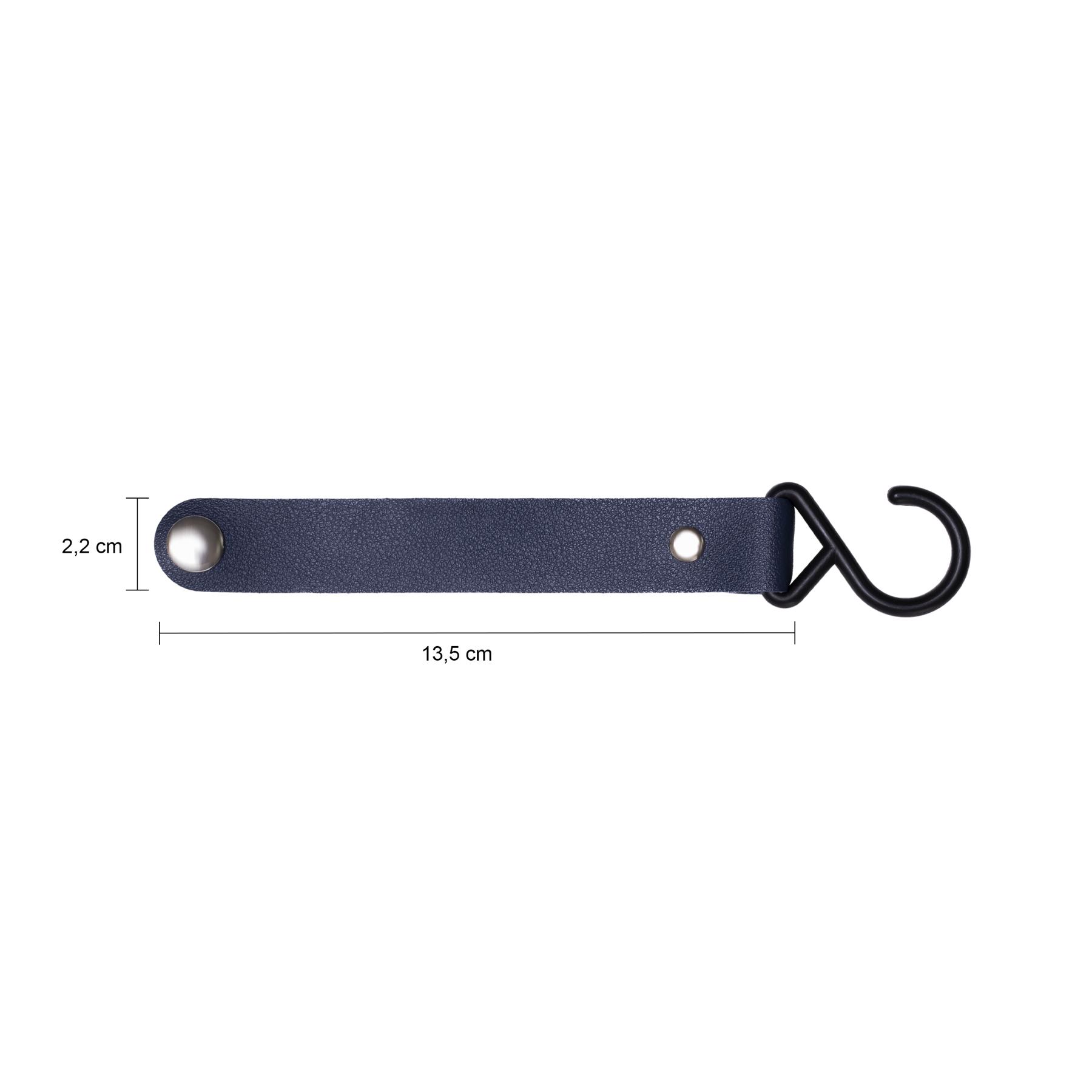 QUVIO ophanghaak met leren bandje - Blauw - Set van 2