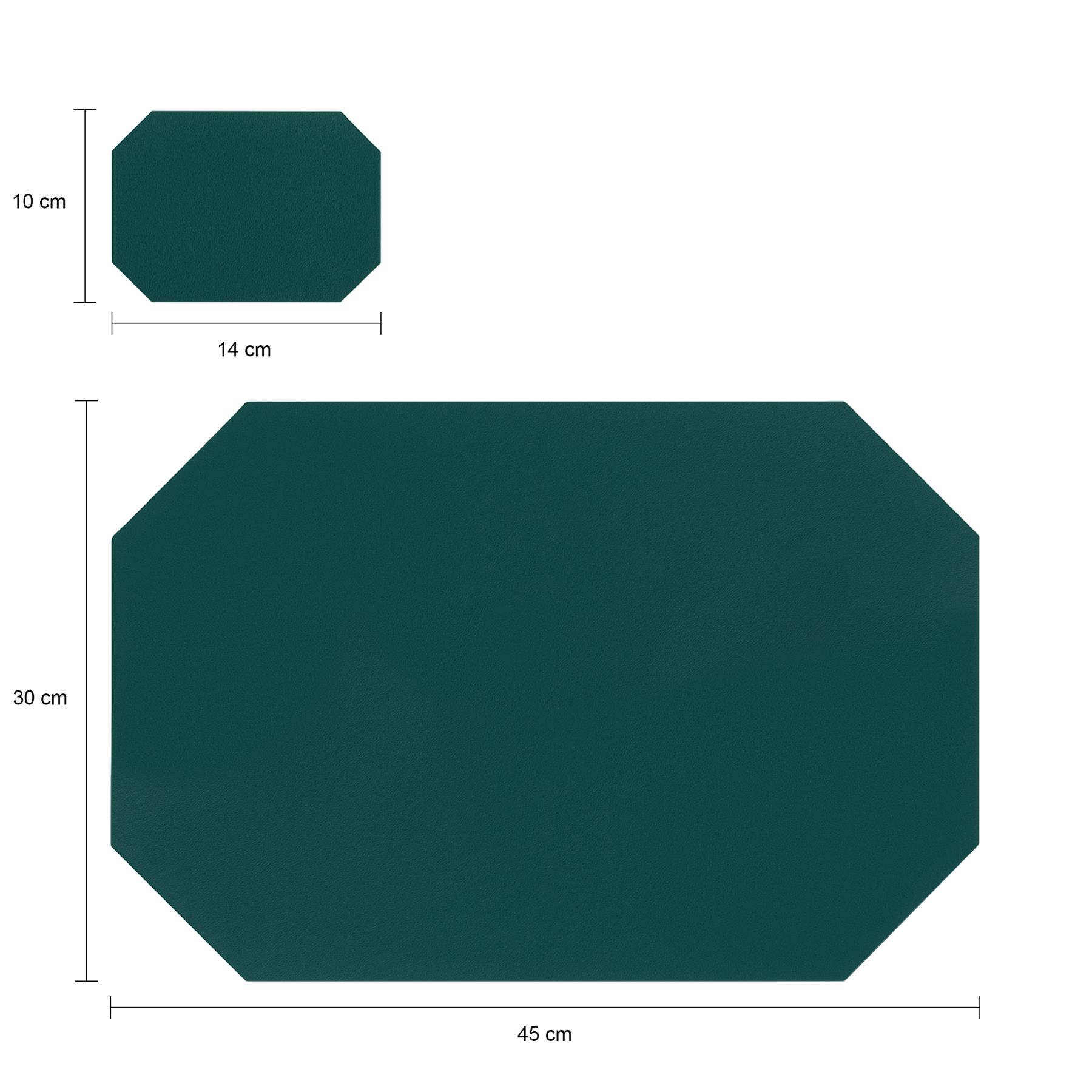 Krumble Placemat + onderzetter - PU Leder - Groen - Set van 8