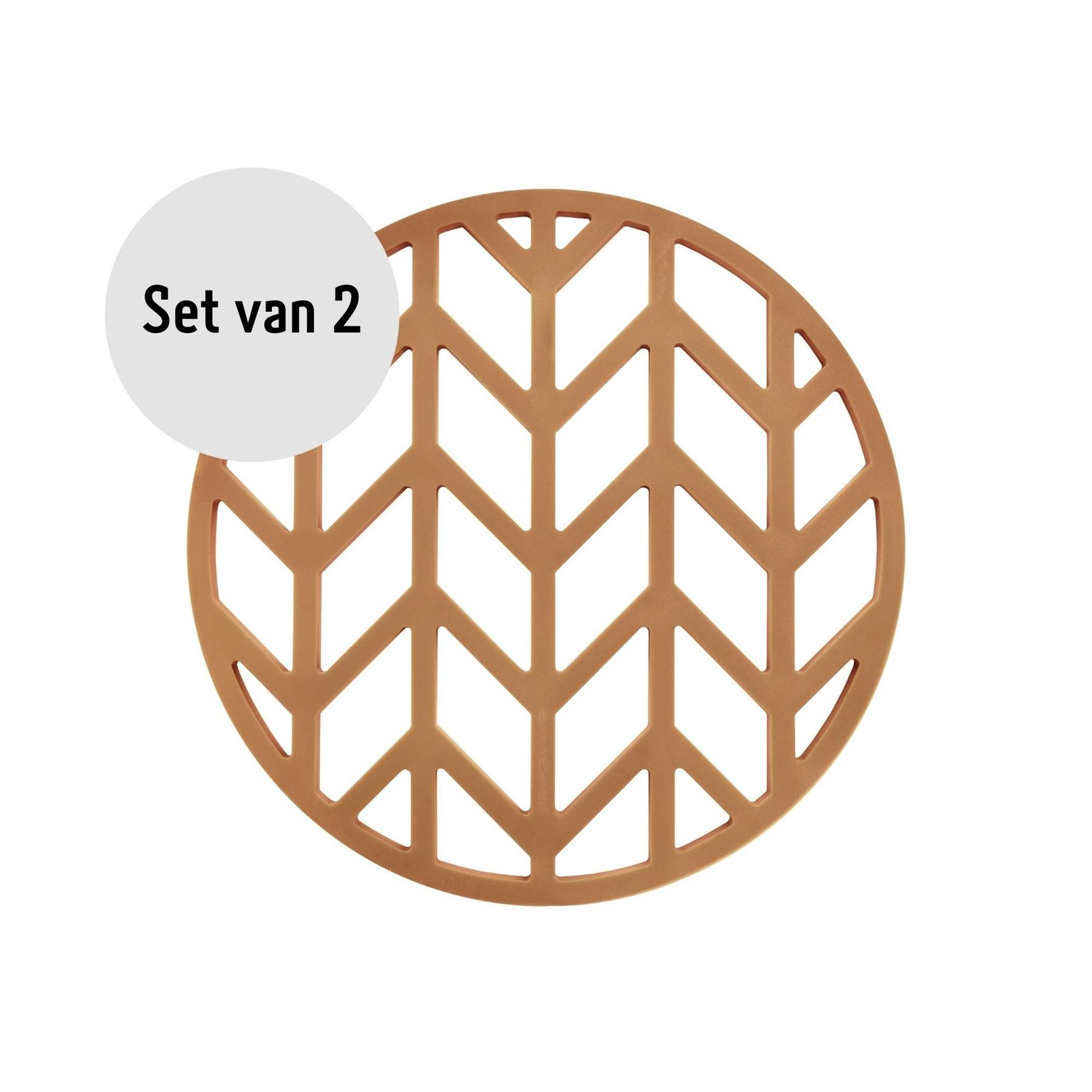 Krumble Pannenonderzetter met pijlen patroon - Bruin - Set van 2