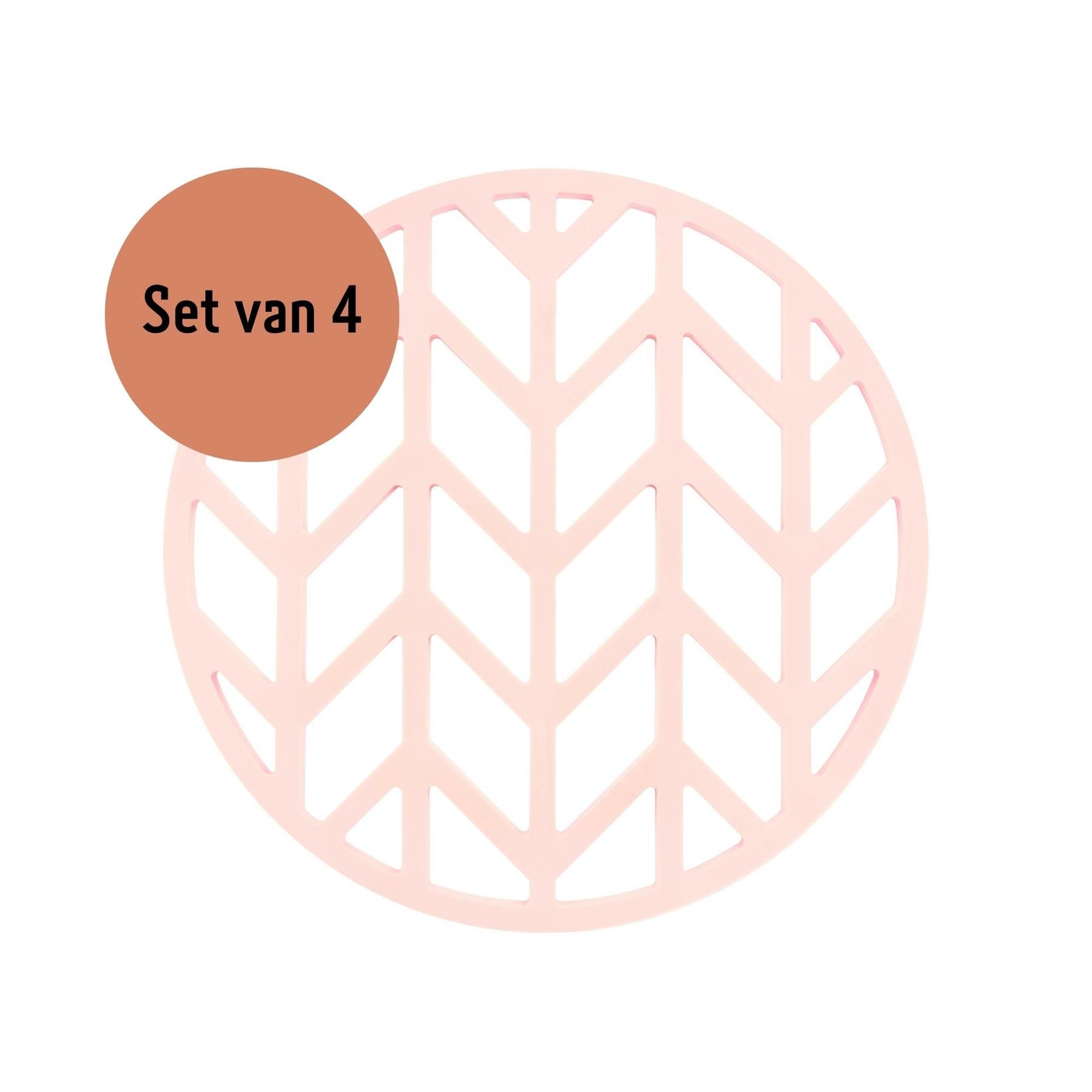 Krumble Pannenonderzetter met pijlen patroon - Roze - Set van 4