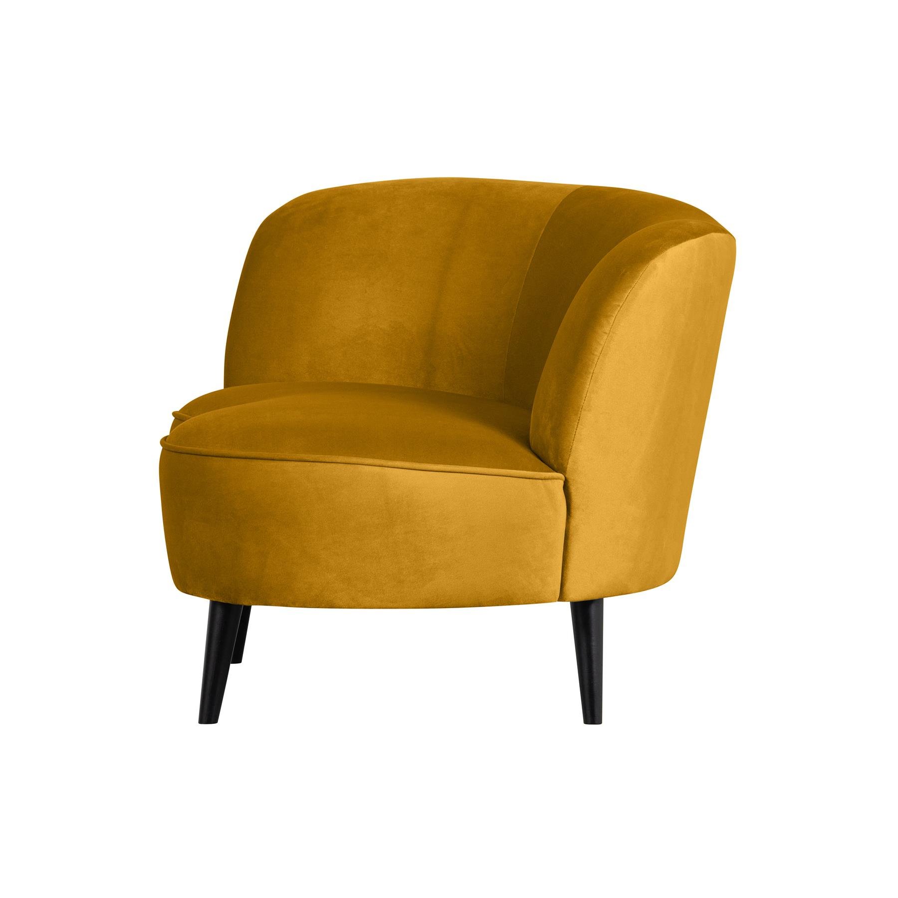 WOOOD Sara Loungefauteuil Links - Velvet - Oker - 71x112x81