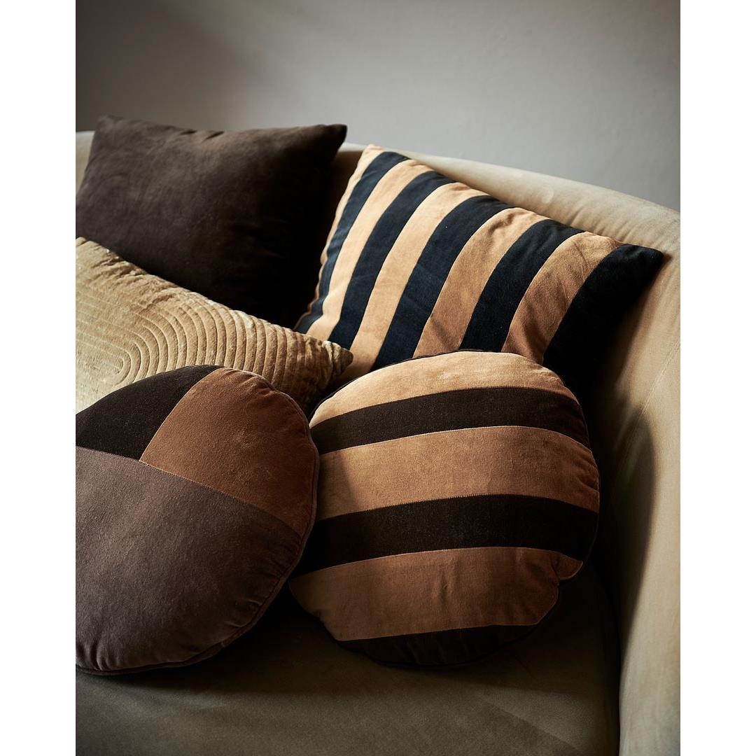 vtwonen Rond Sierkussen - Velvet - Katoen - Bruin - 40 cm