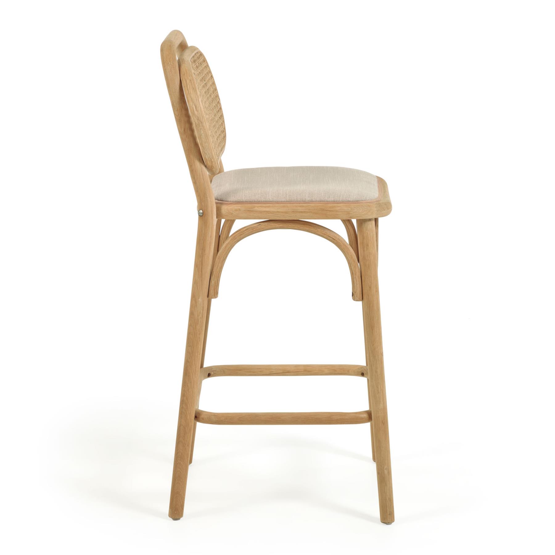 Kave Home Doriane, Doriane 65 cm height solid oak stool with natural