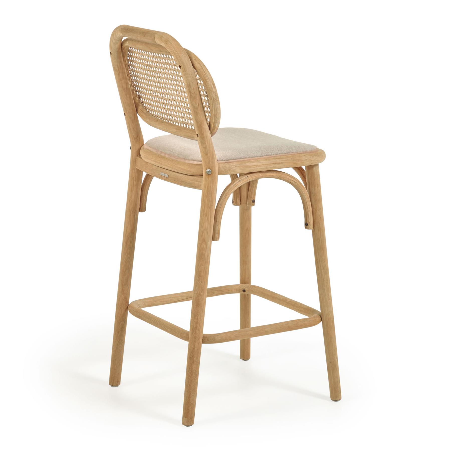 Kave Home Doriane, Doriane 65 cm height solid oak stool with natural