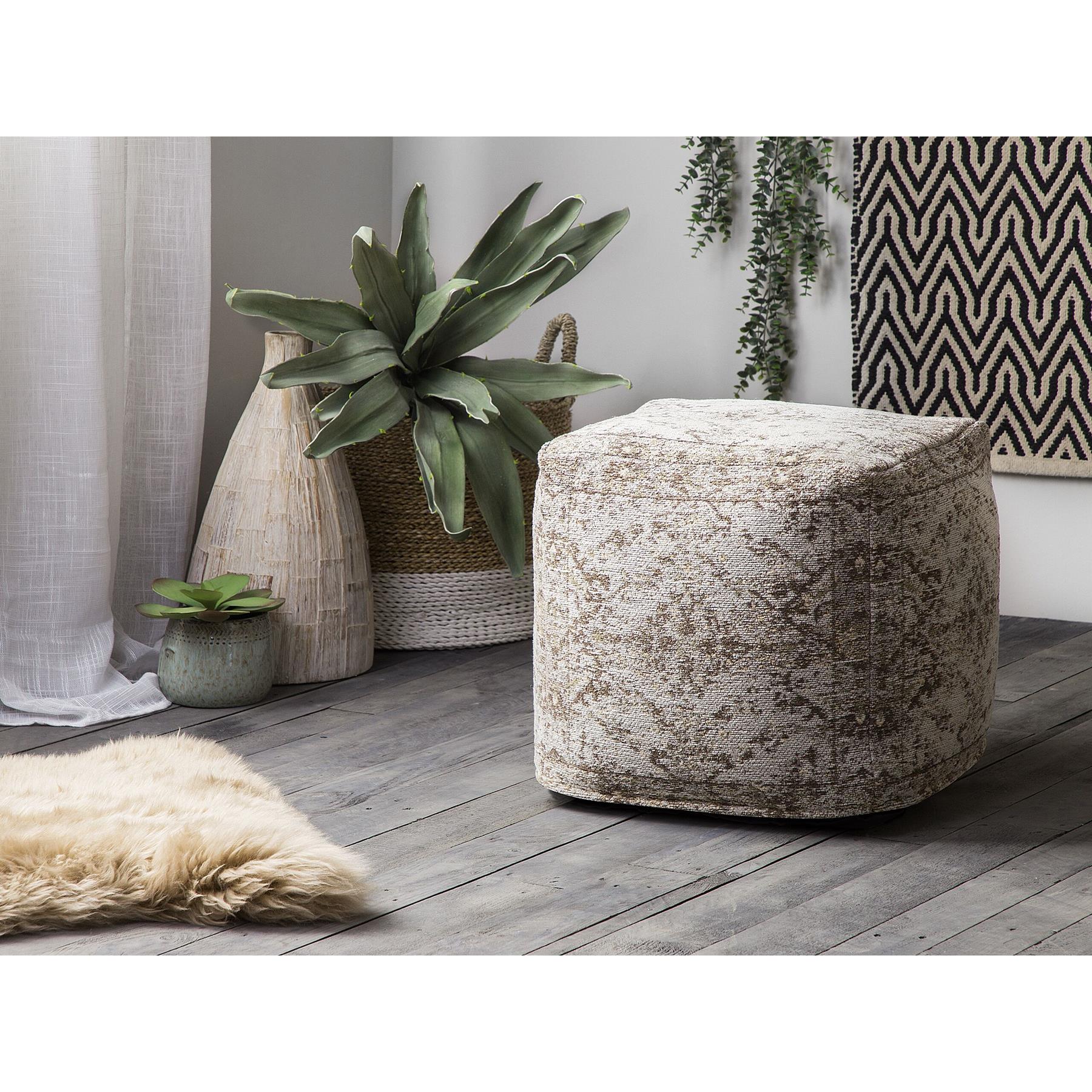 Beliani - MEERUT - Poef - Taupe - 42 cm - Katoen