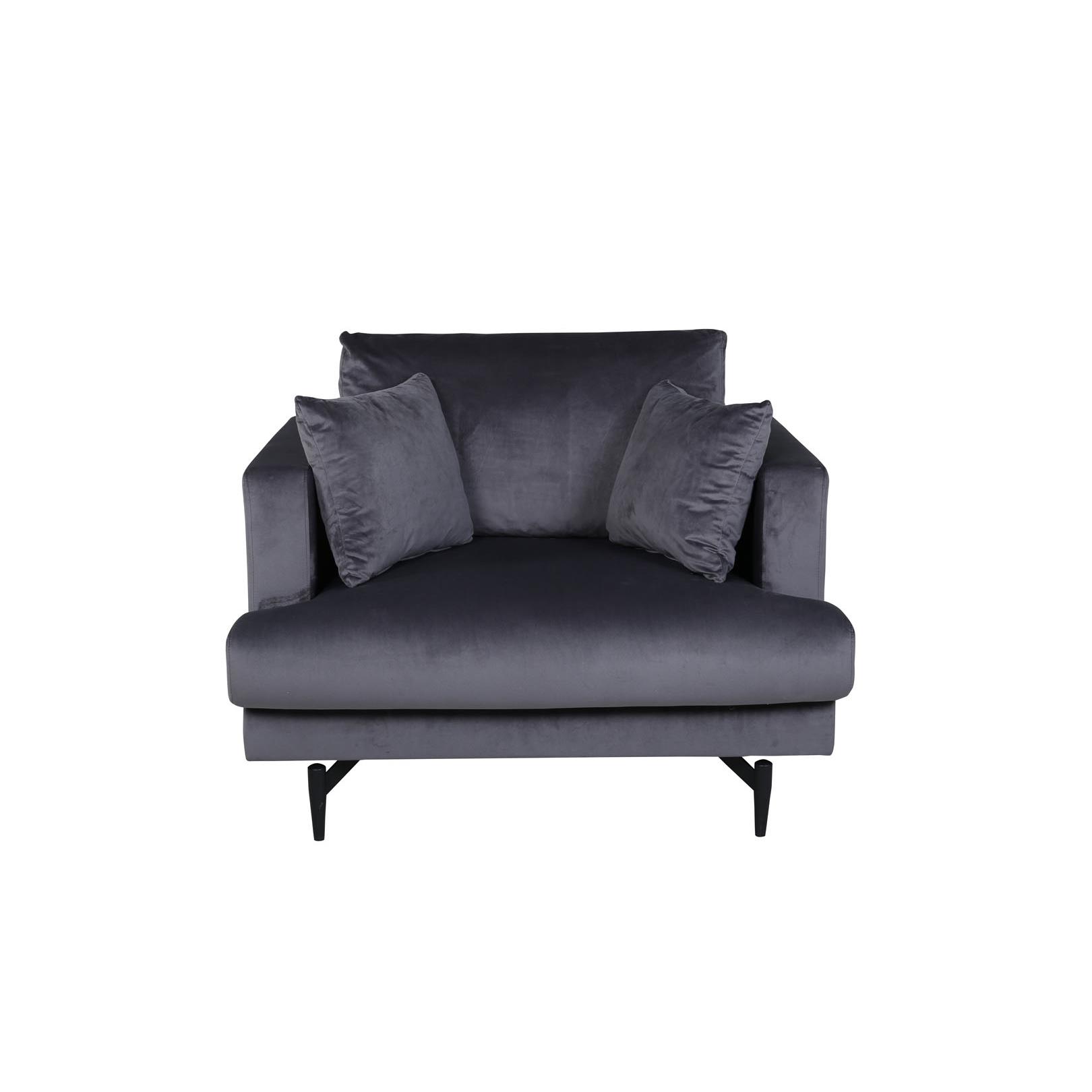 Hioshop Sofia fauteuil velours donkergrijs.