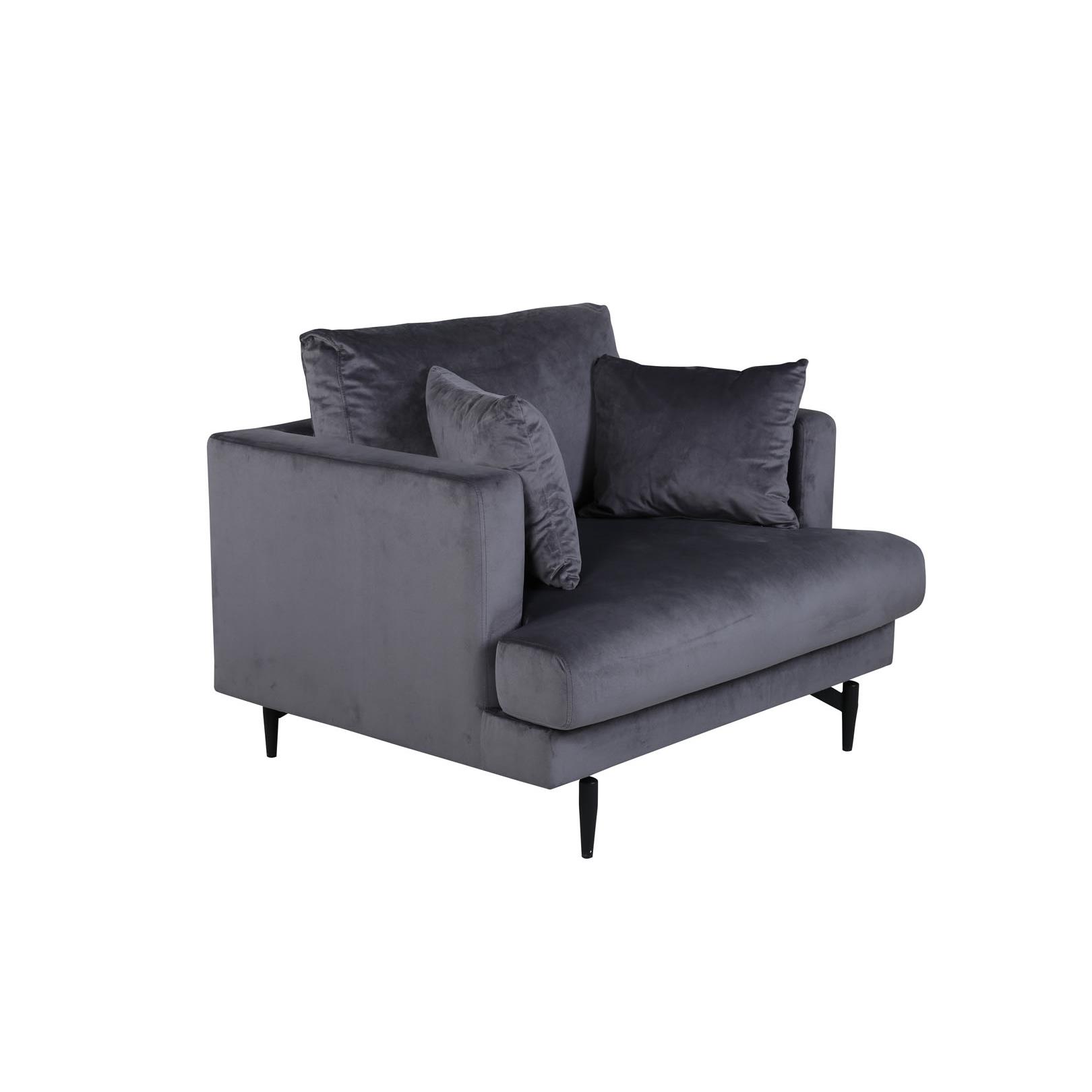 Hioshop Sofia fauteuil velours donkergrijs.