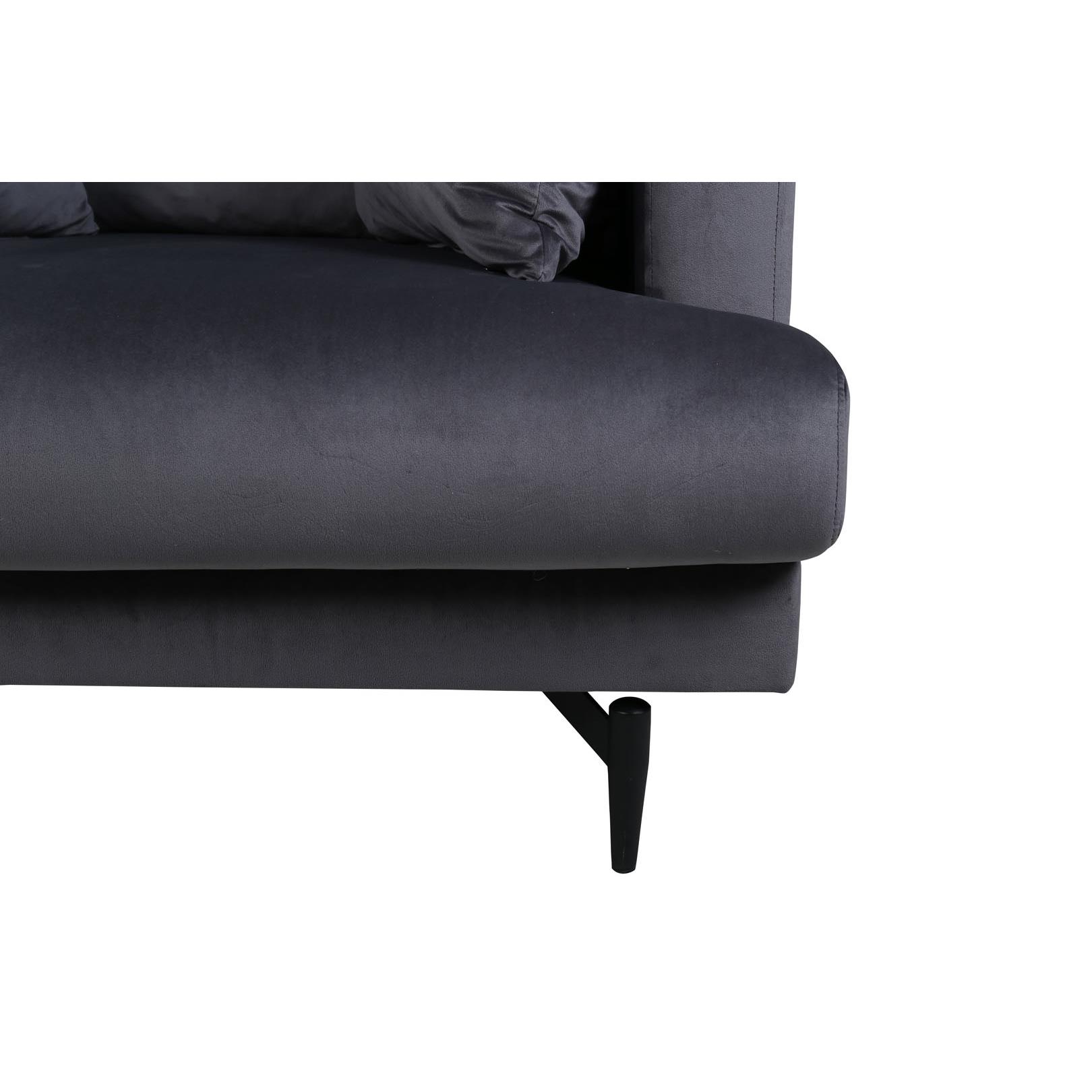 Hioshop Sofia fauteuil velours donkergrijs.