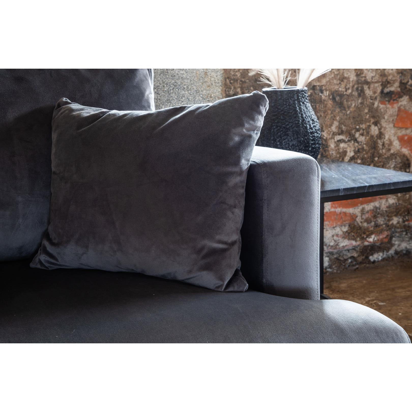 Hioshop Sofia fauteuil velours donkergrijs.