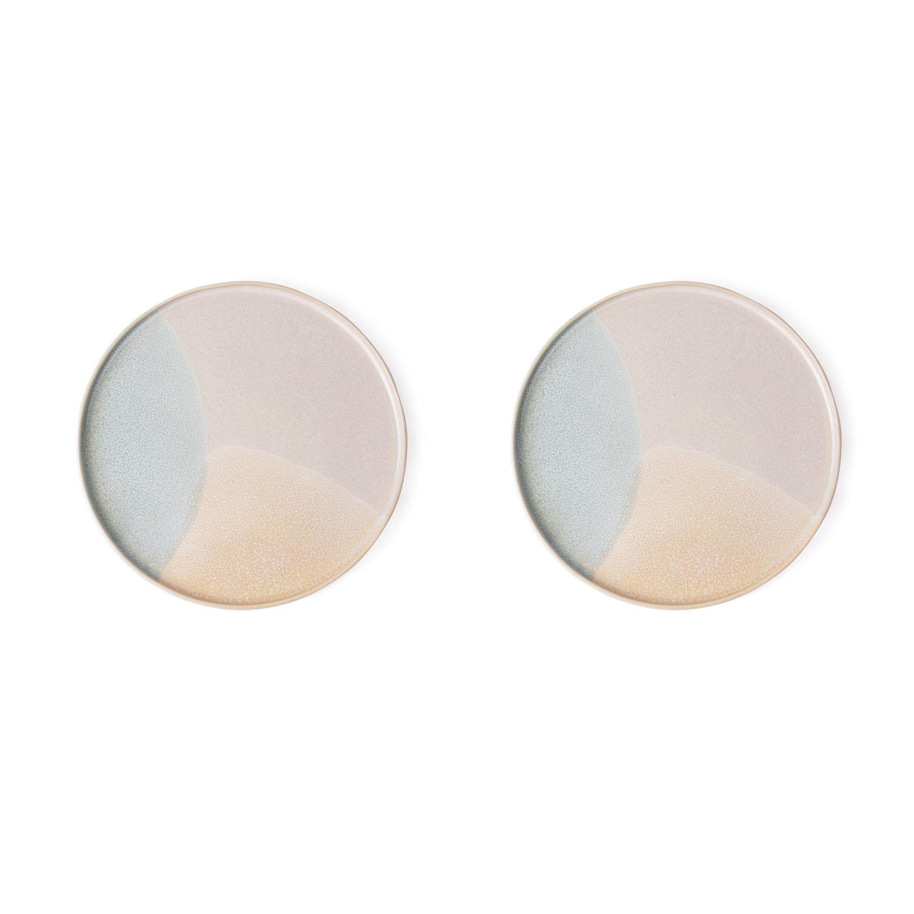 HKliving Gallery Ontbijtbord Set van 2 -Ø 18,5 cm - Mint/nude