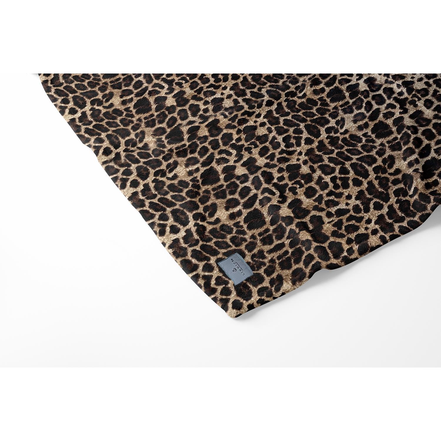 LINNICK Flanel Fleece Deken Leopard - bruin - 140x200cm
