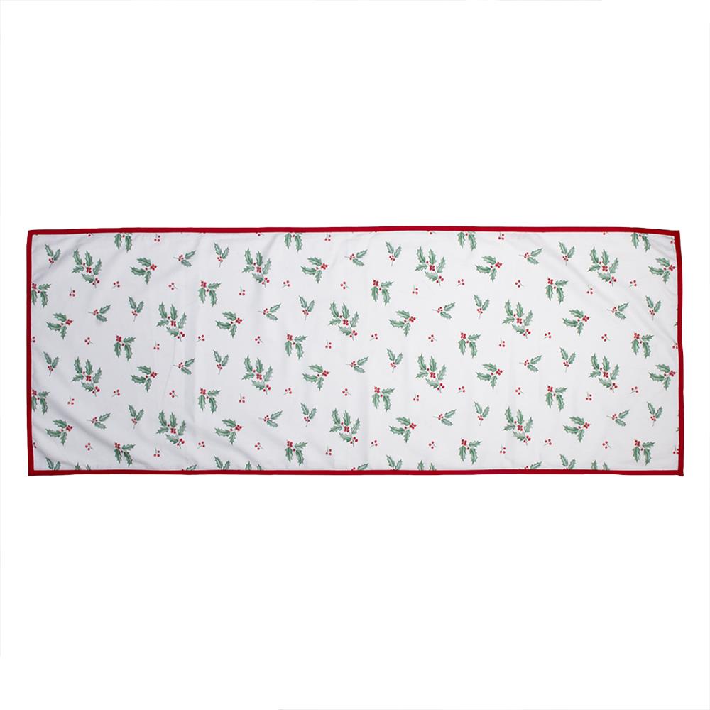 Clayre & Eef Tafelloper Kerst  50x140 cm Wit Rood Katoen Rechthoek