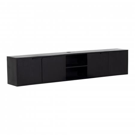 Giga Meubel - Zweven Tv-meubel - Ijzer|Hout - Zwart - 200x30x40 - Zen