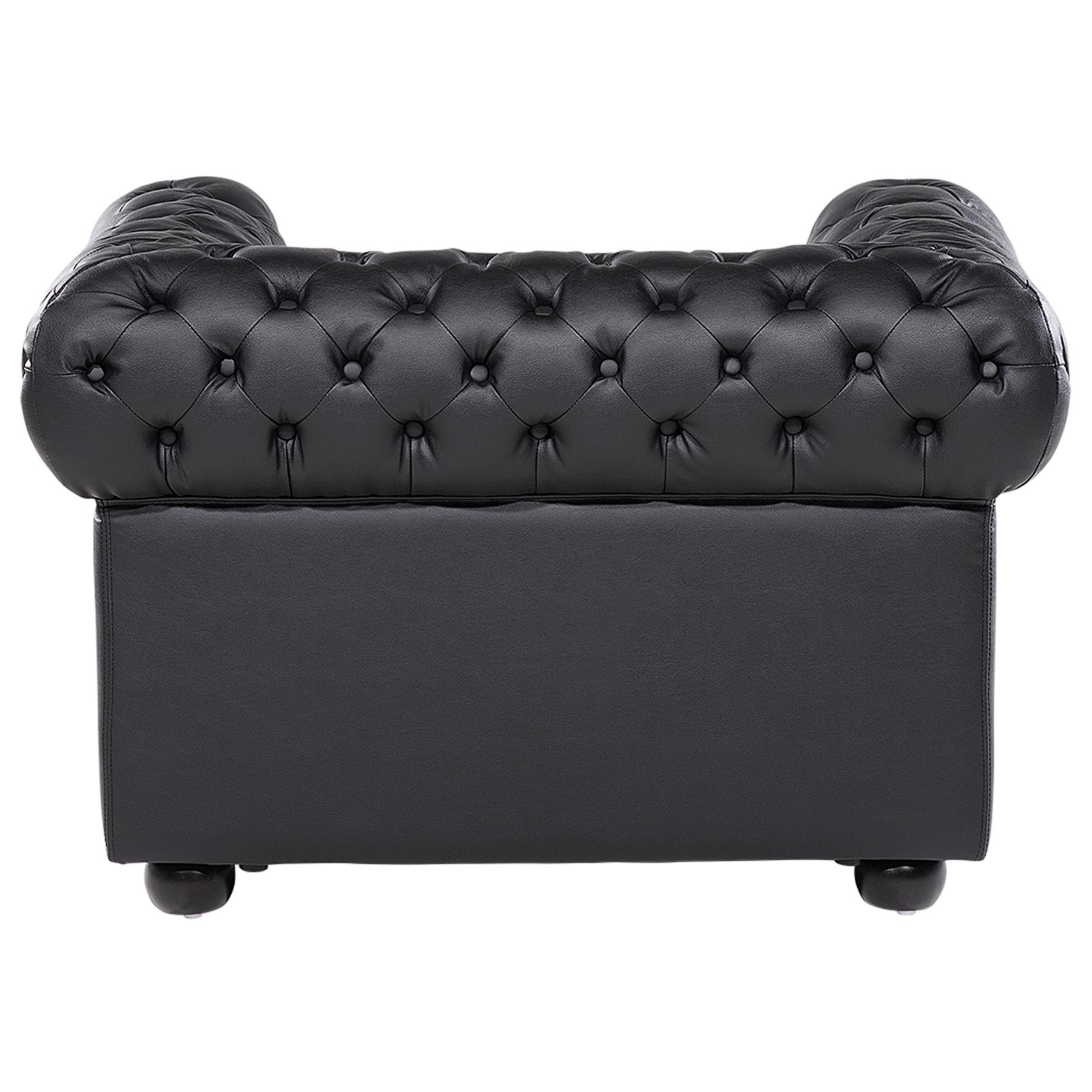 Beliani - CHESTERFIELD - Chesterfield fauteuil - Zwart - Leer