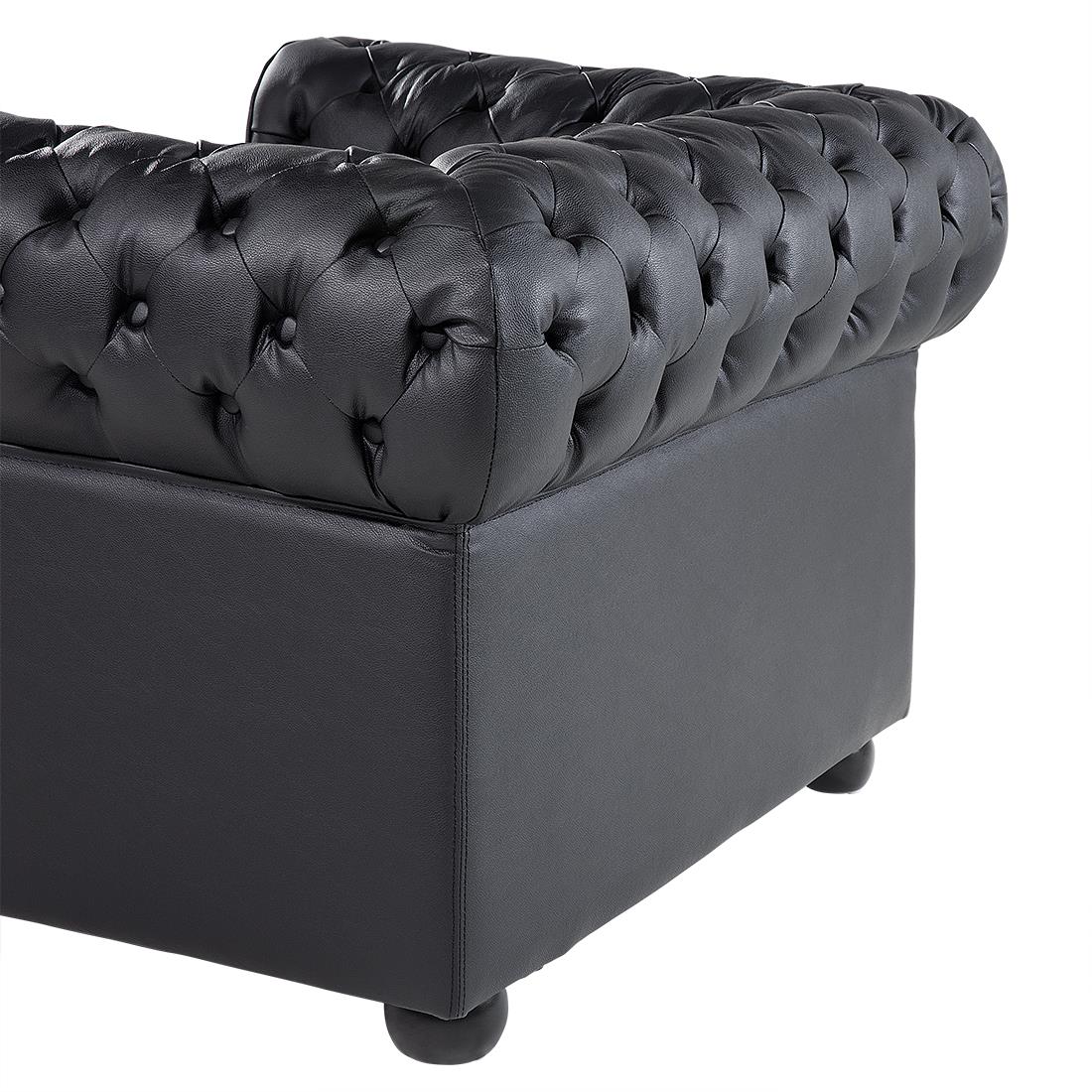Beliani - CHESTERFIELD - Chesterfield fauteuil - Zwart - Leer